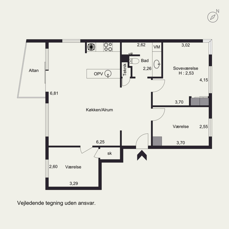 Plantegninger billede af Klosterbakken 20A, 2. th., 5000 Odense C