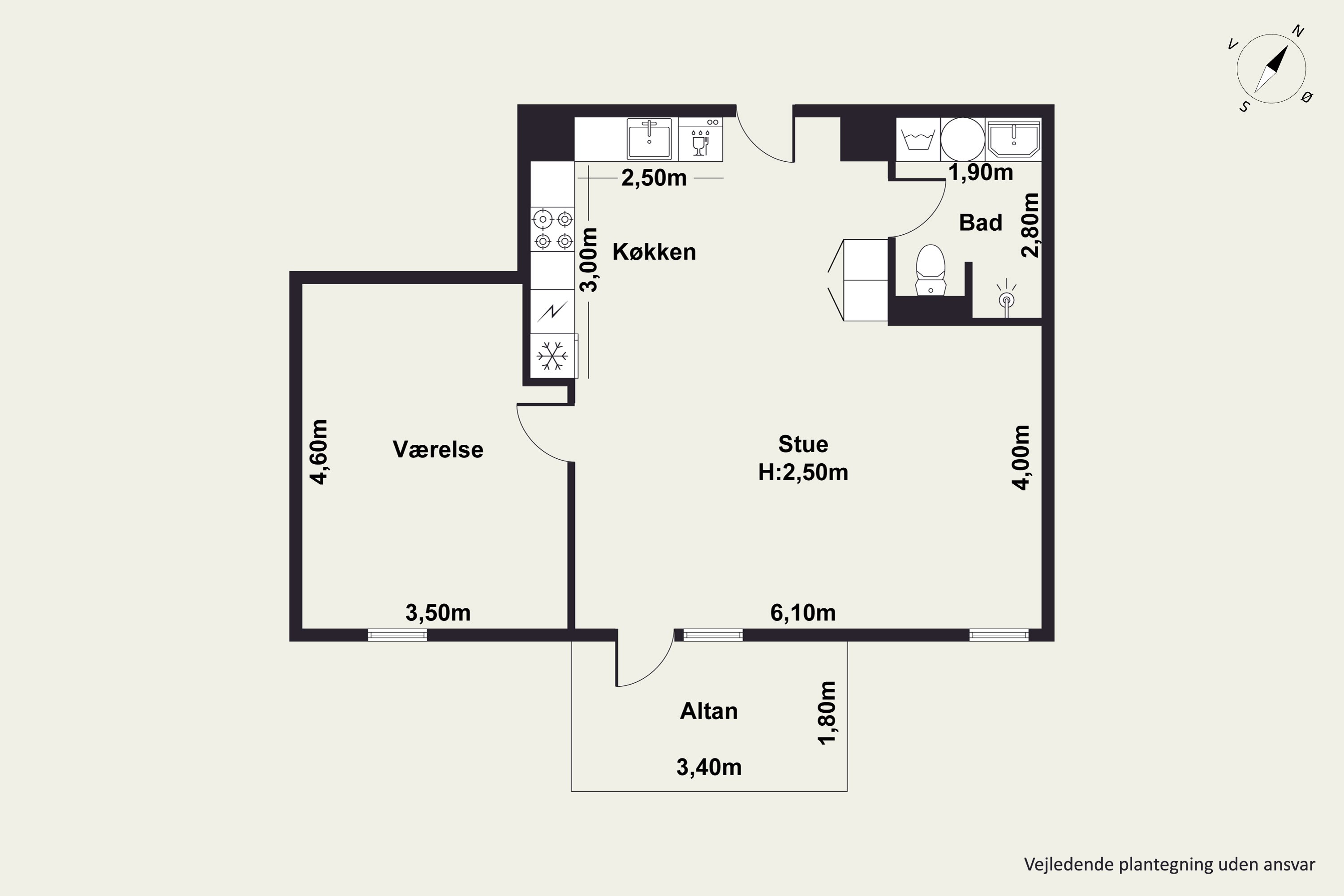 Plantegninger billede af Venøgade 24, 1. mf., 2100 København Ø