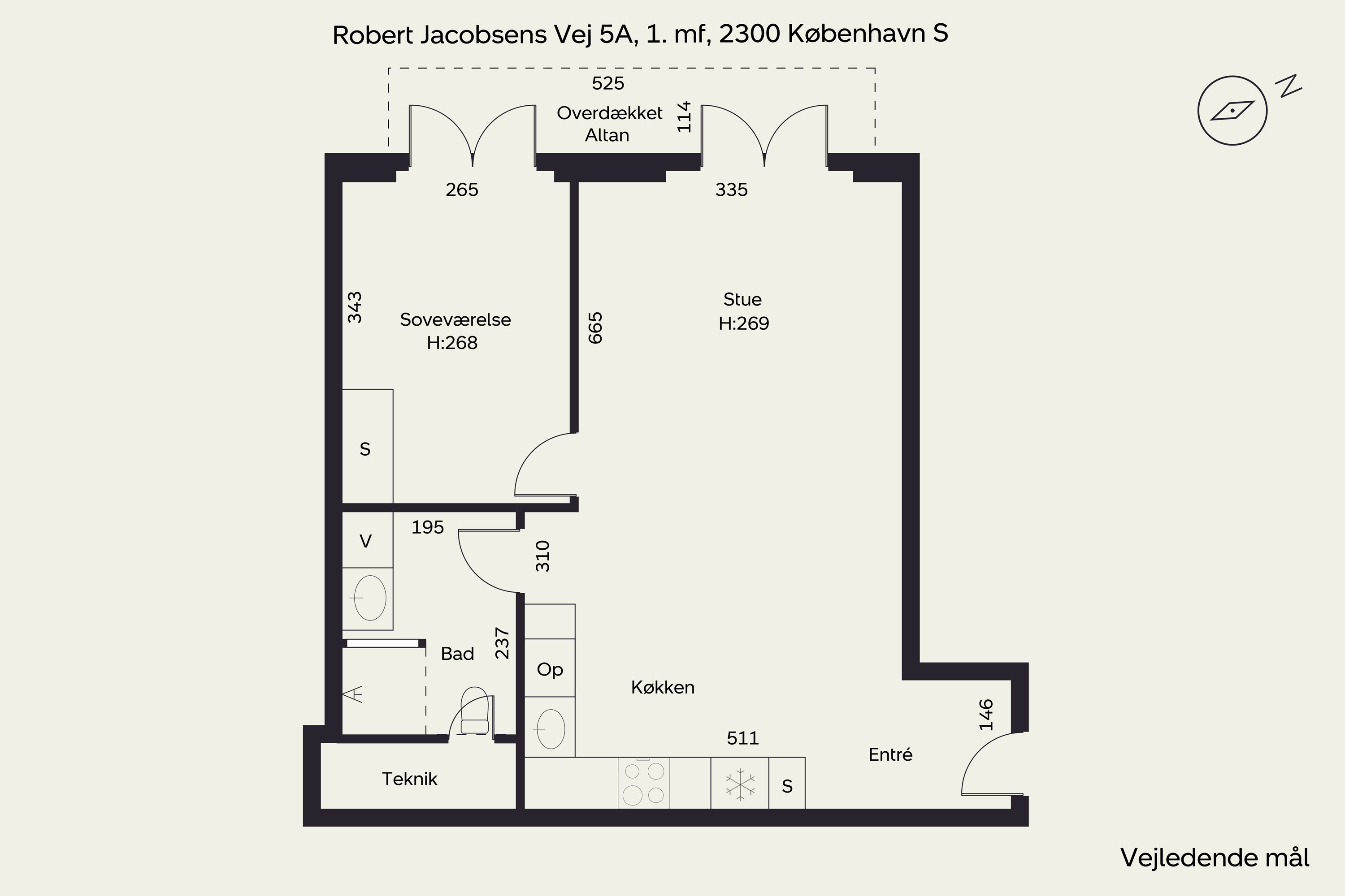 Plantegninger billede af Robert Jacobsens Vej 5A, 1. mf., 2300 København S