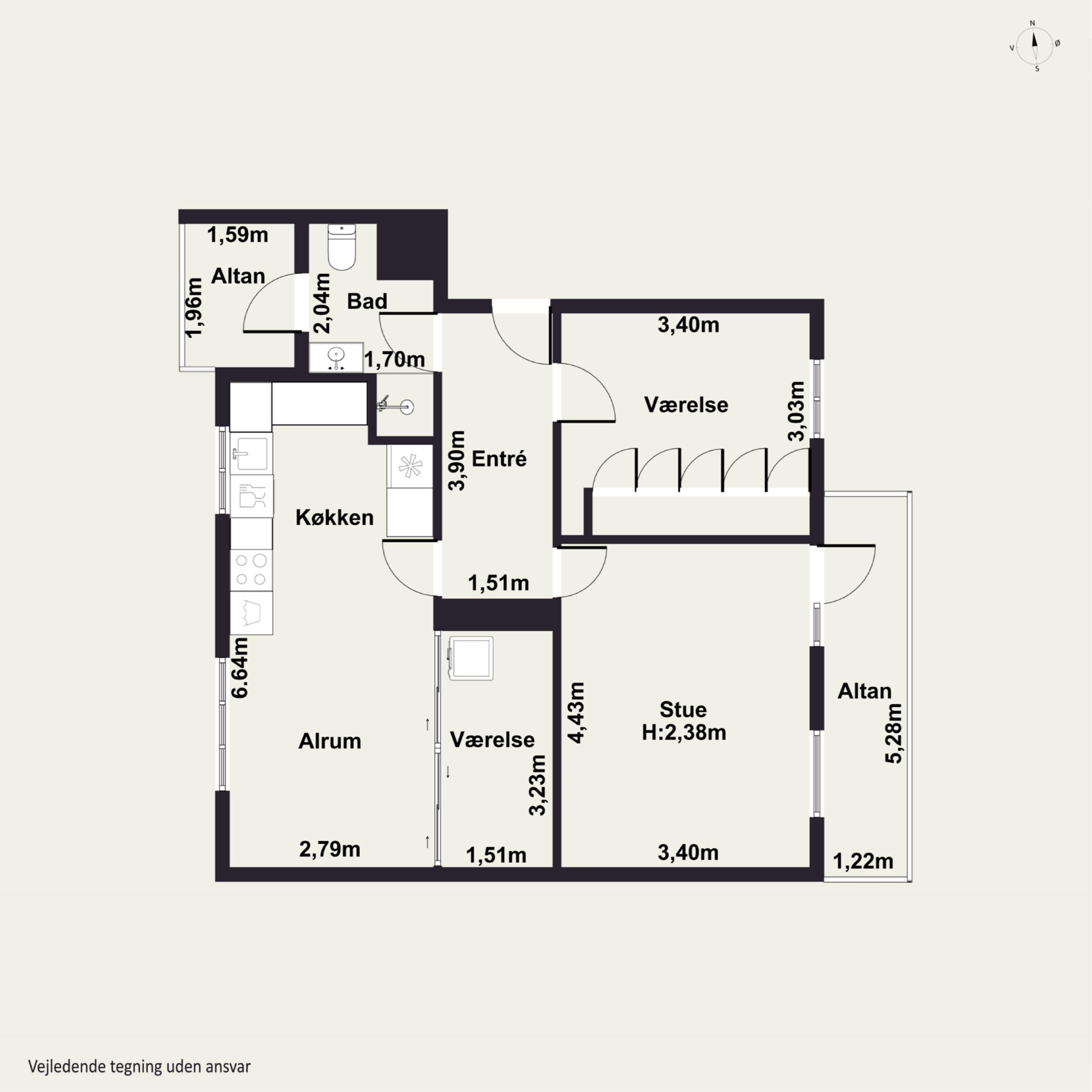 Plantegninger billede af Prinsensgade 2, 3. tv., 9800 Hjørring
