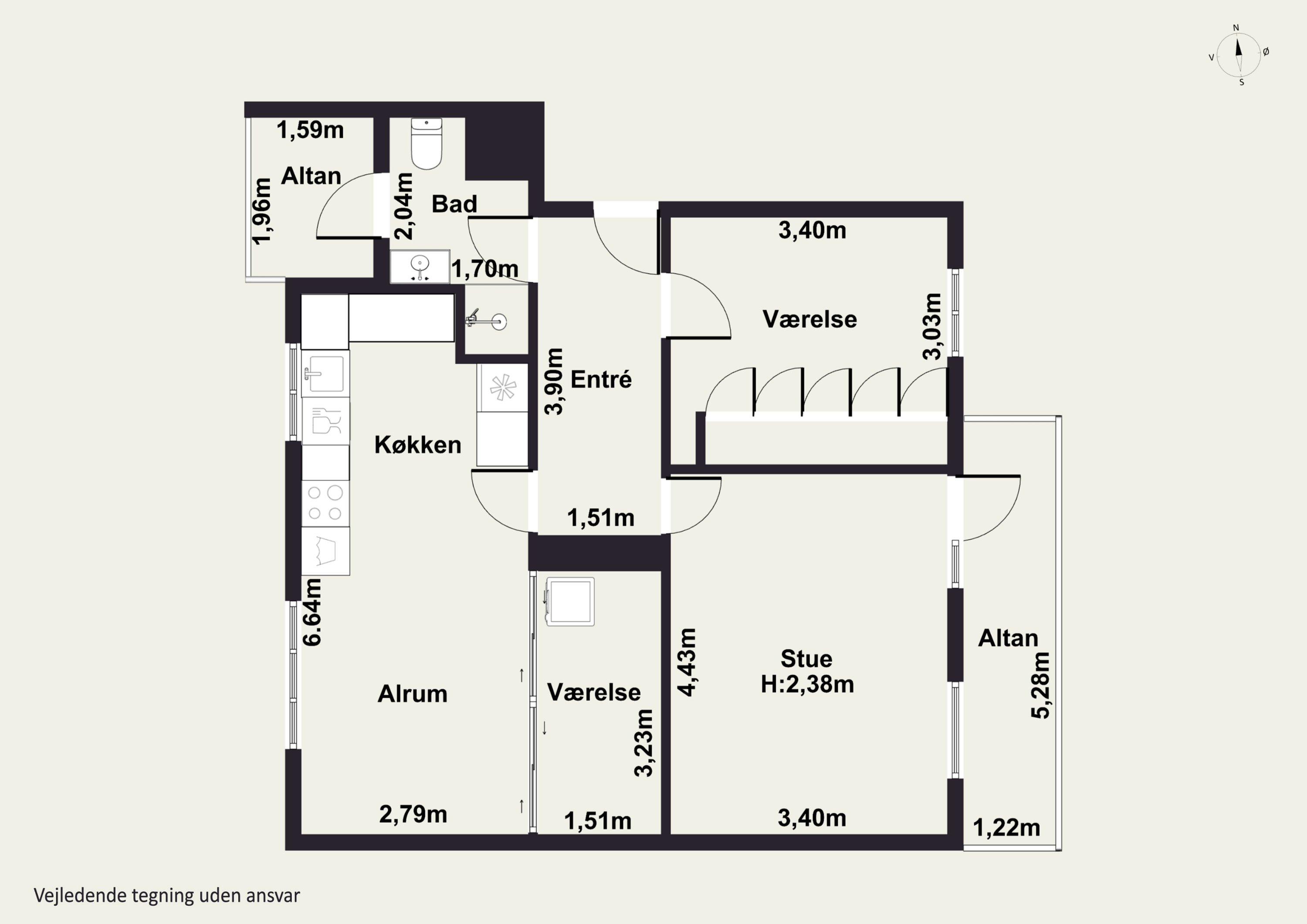 Plantegninger billede af Prinsensgade 2, 3. tv., 9800 Hjørring