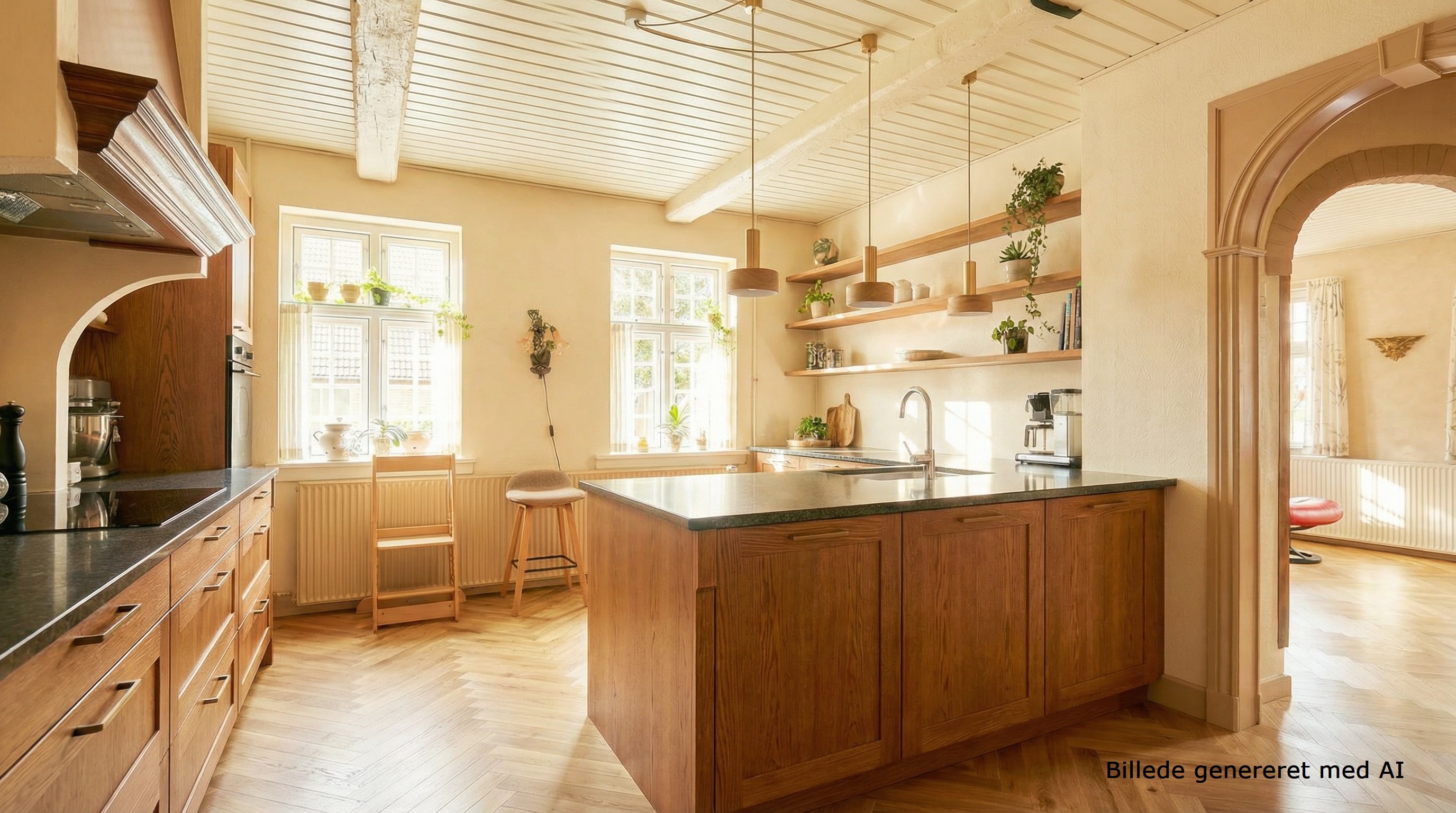 Fremhævet ai billede - køkken billede i fuldskærmstilstand. Billede af Ølholm Bygade 49, Ølholm, 7160 Tørring
