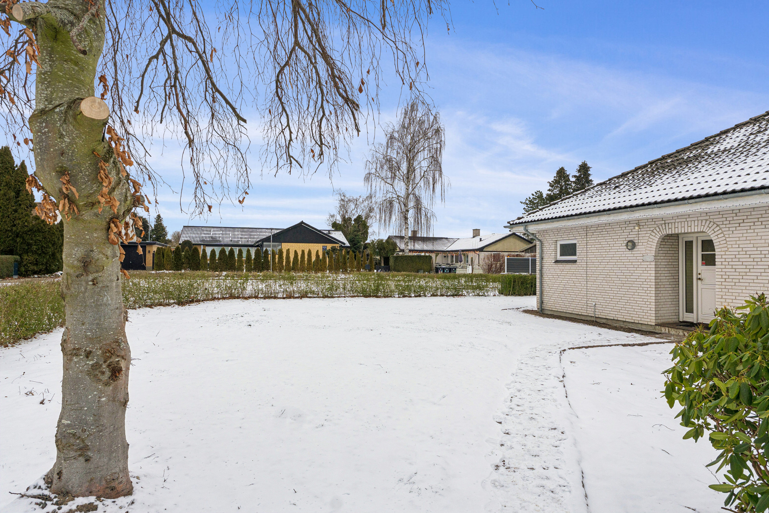 Fremhævet set fra haven billede i fuldskærmstilstand. Billede af Smedevænget 14, Dalby, 4690 Haslev