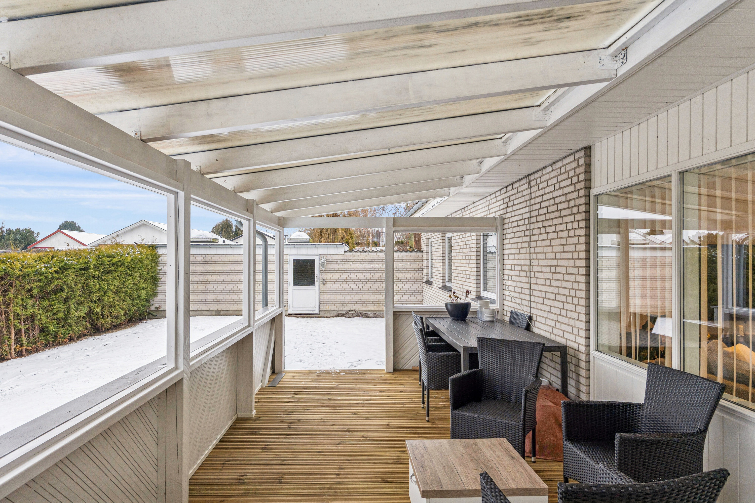 Fremhævet overdækket terrasse billede i fuldskærmstilstand. Billede af Smedevænget 14, Dalby, 4690 Haslev