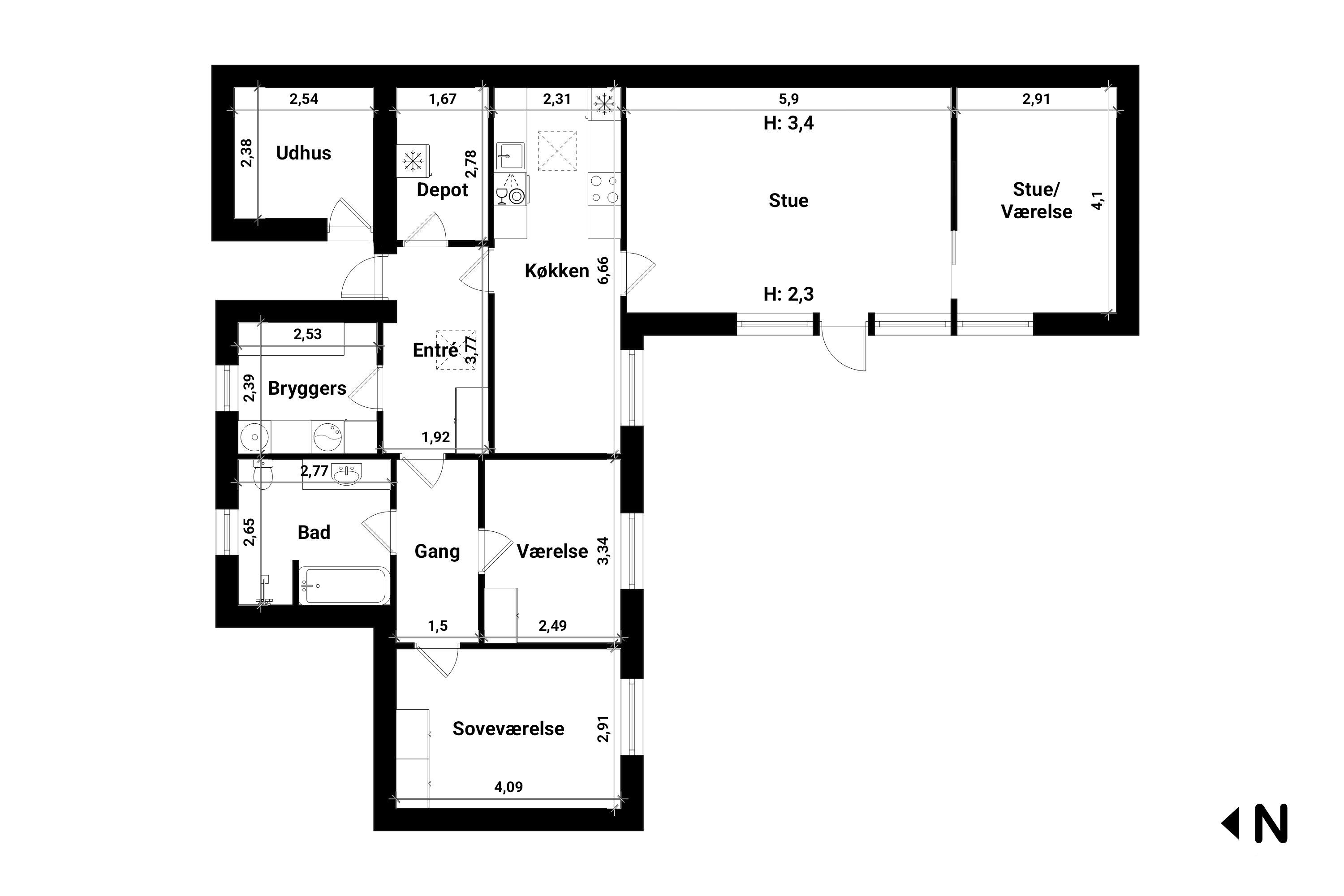 Plantegninger billede af Kirstinebergparken 12, 4800 Nykøbing F