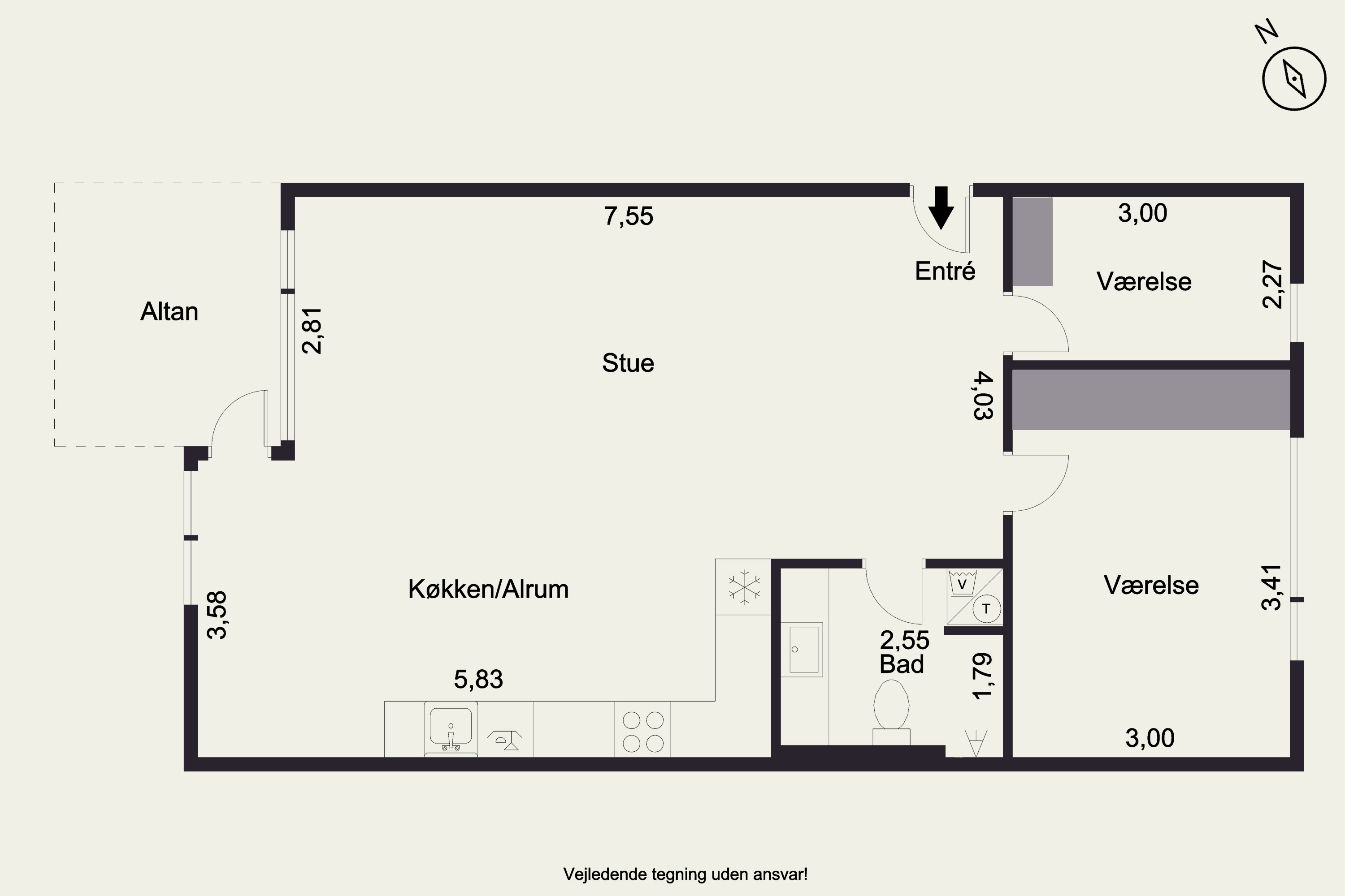 Plantegninger billede af Frederiksgade 11, 2. tv., 8000 Aarhus C
