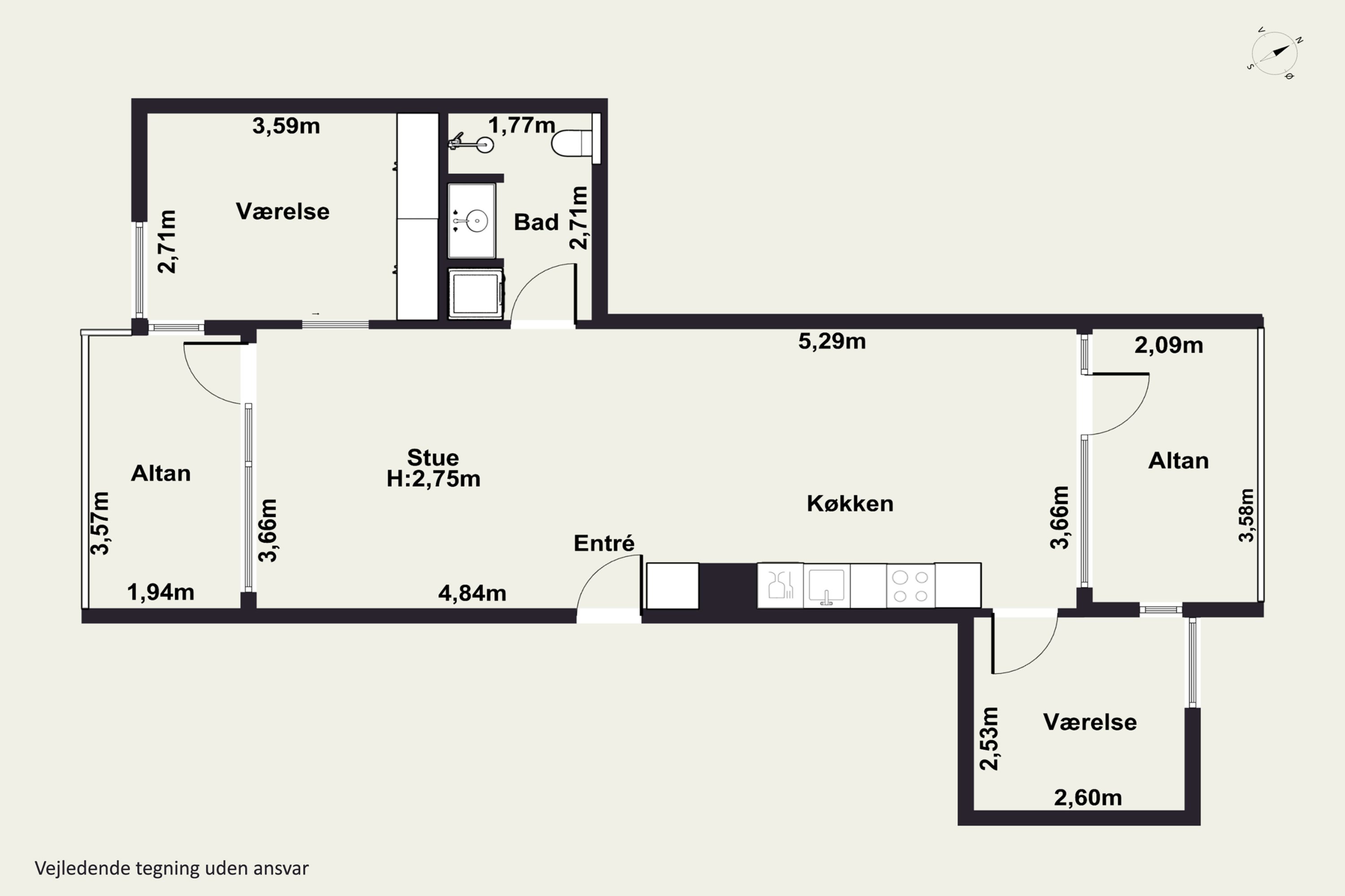 Plantegninger billede af Jens Otto Krags Gade 2, 4. th., 2300 København S