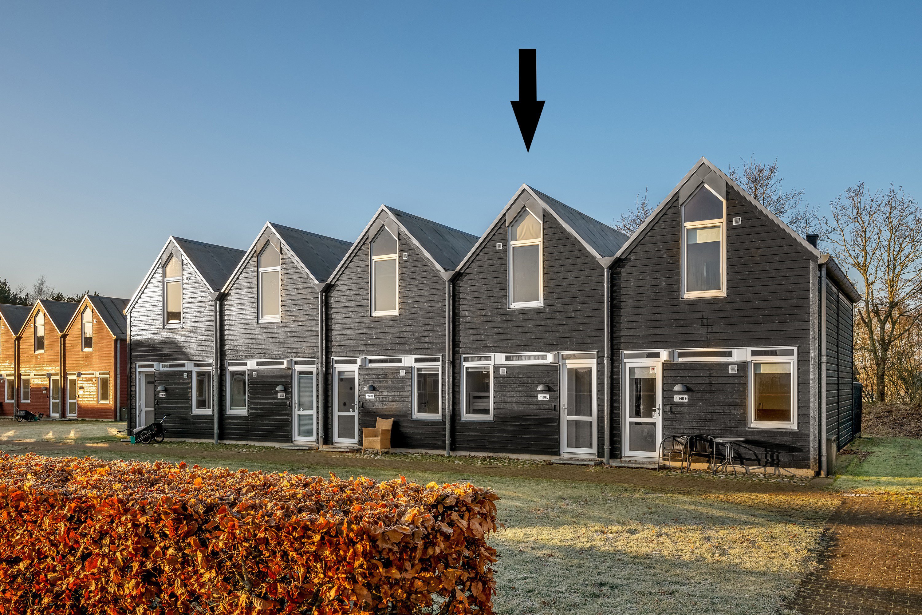 Fritidshus: Facade på Lønne Feriepark 140D, Lønne, 6830 Nørre Nebel