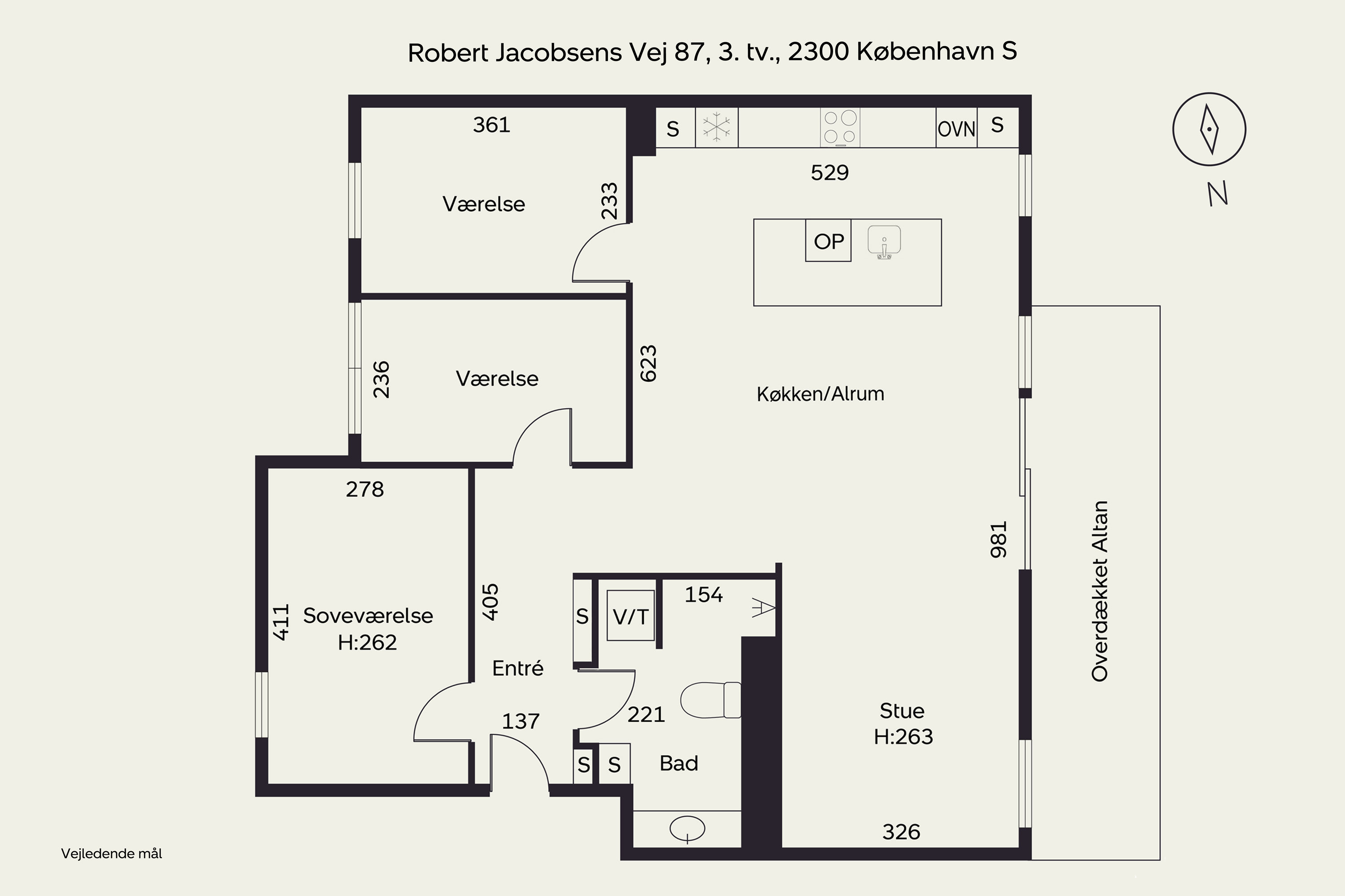 Plantegninger billede af Robert Jacobsens Vej 87, 3. tv., 2300 København S