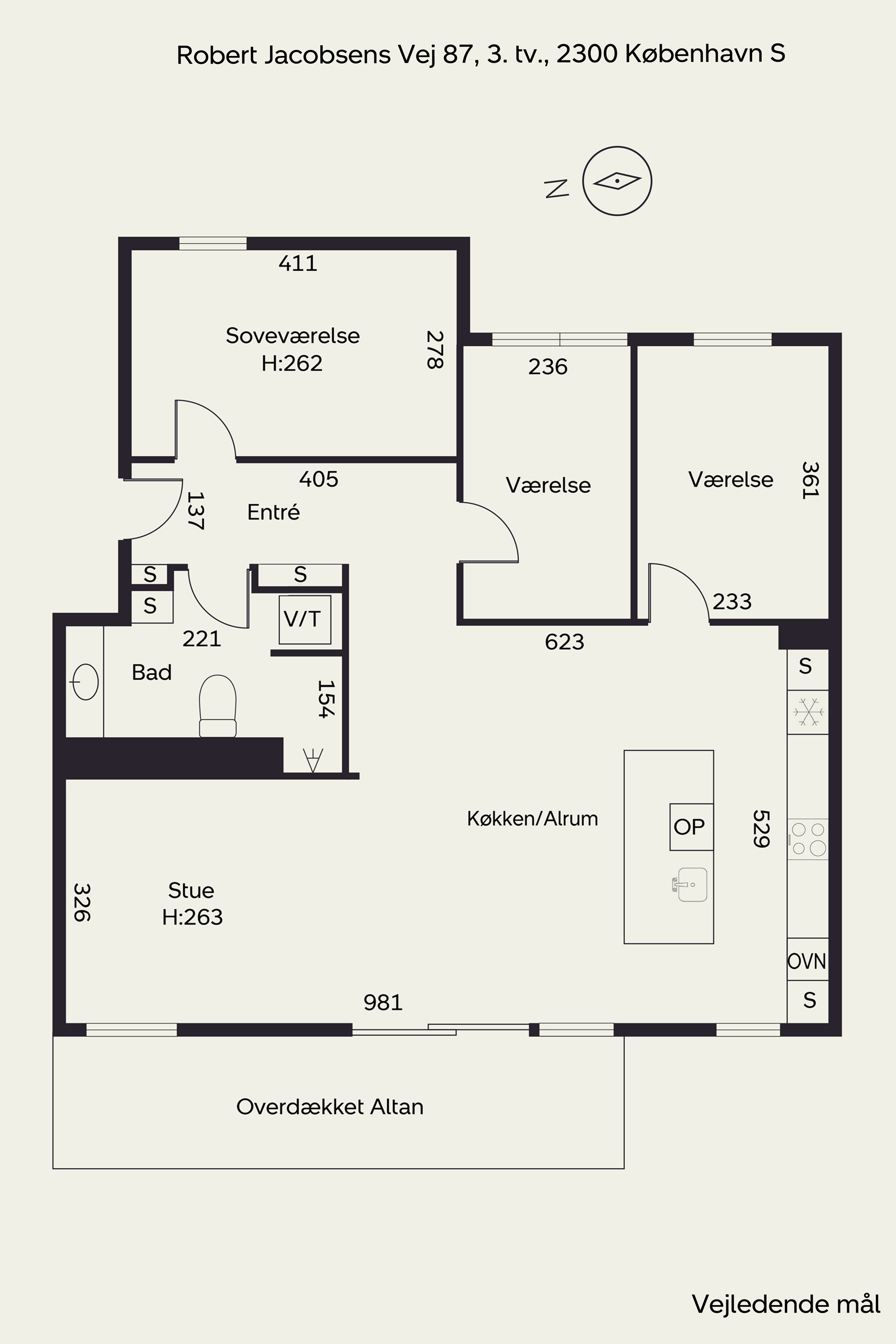 Plantegninger billede af Robert Jacobsens Vej 87, 3. tv., 2300 København S