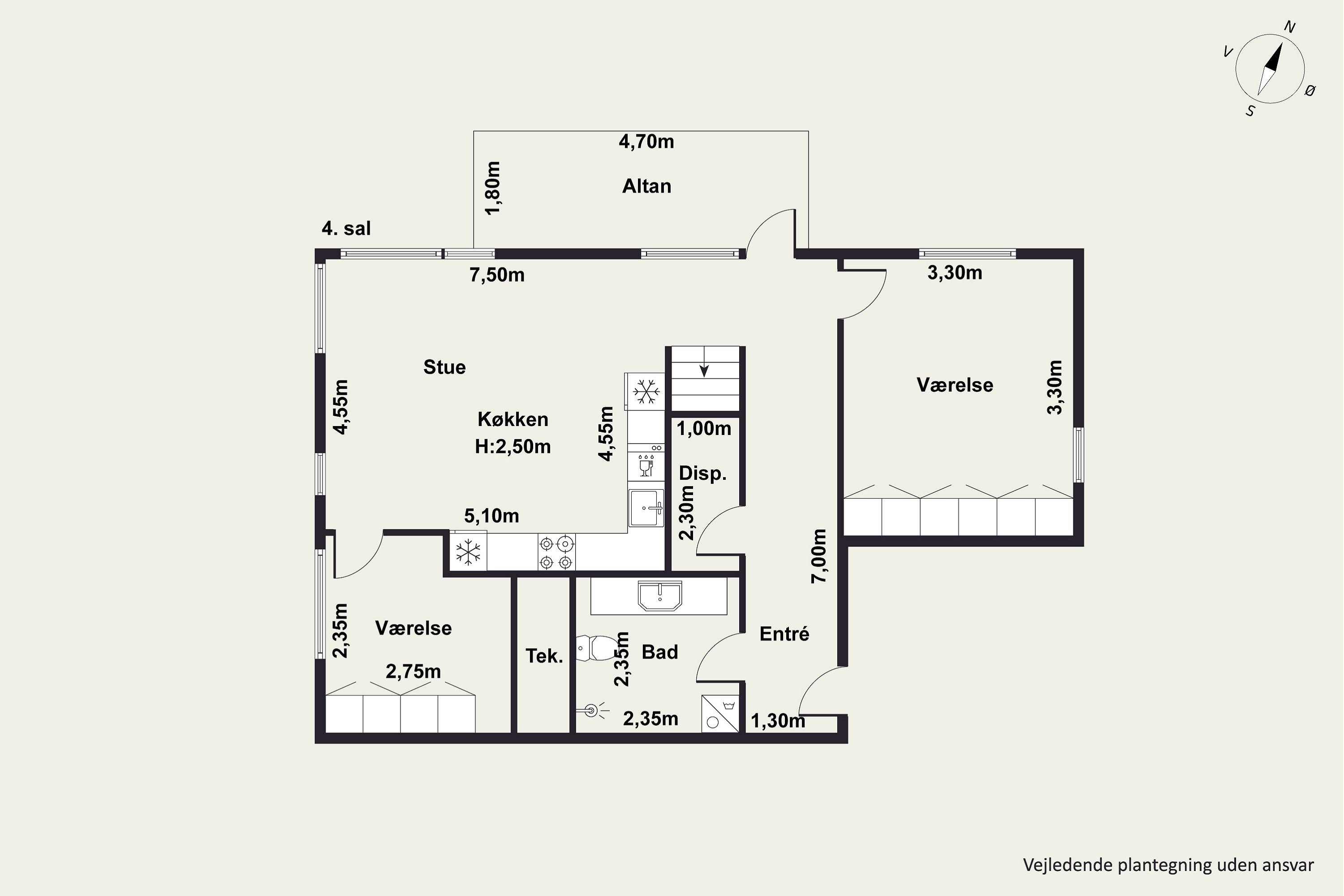 Plantegninger billede af Sundkaj 29, 4. th., 2150 Nordhavn