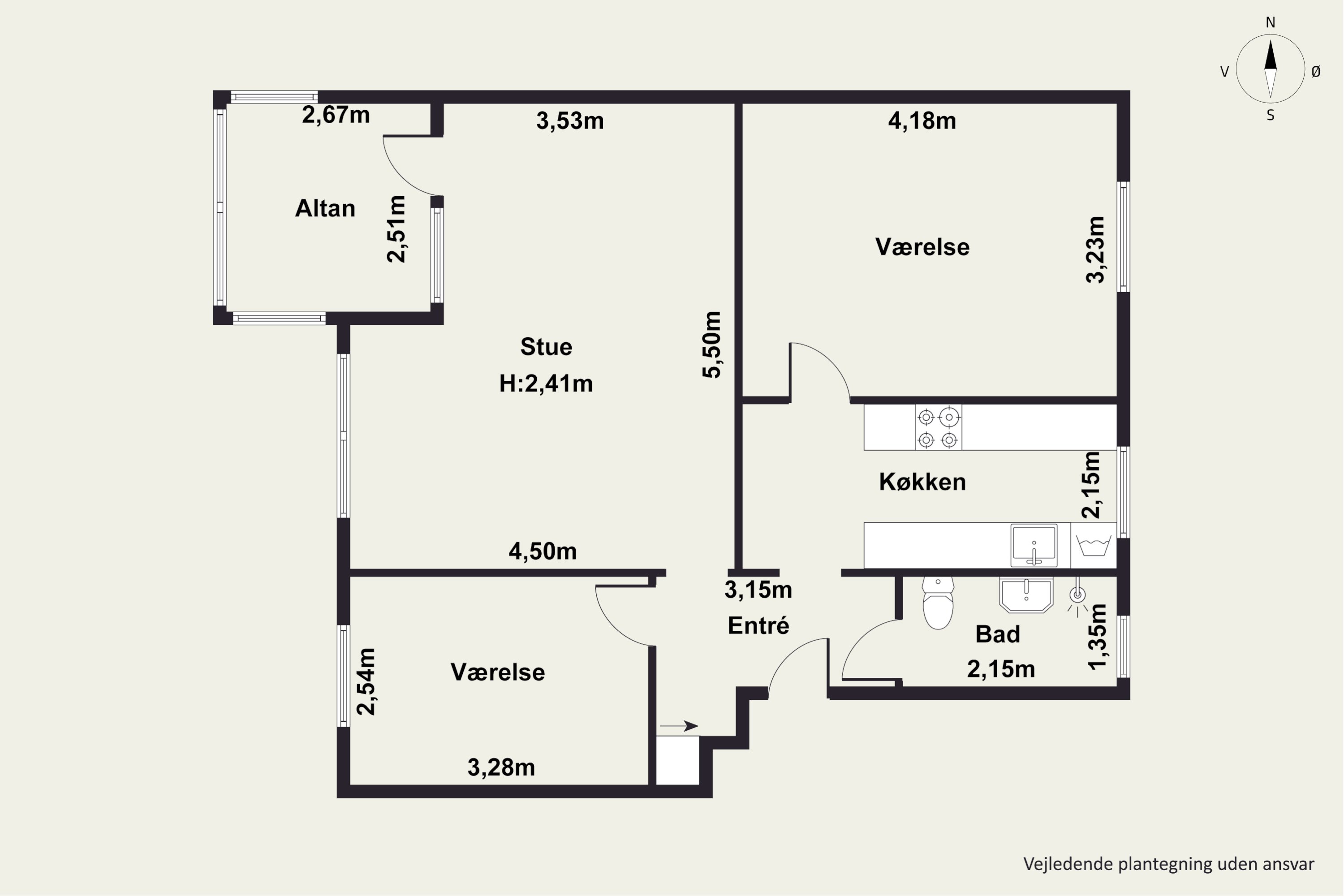 Plantegninger billede af Hedekæret 25, 2. th., 2640 Hedehusene