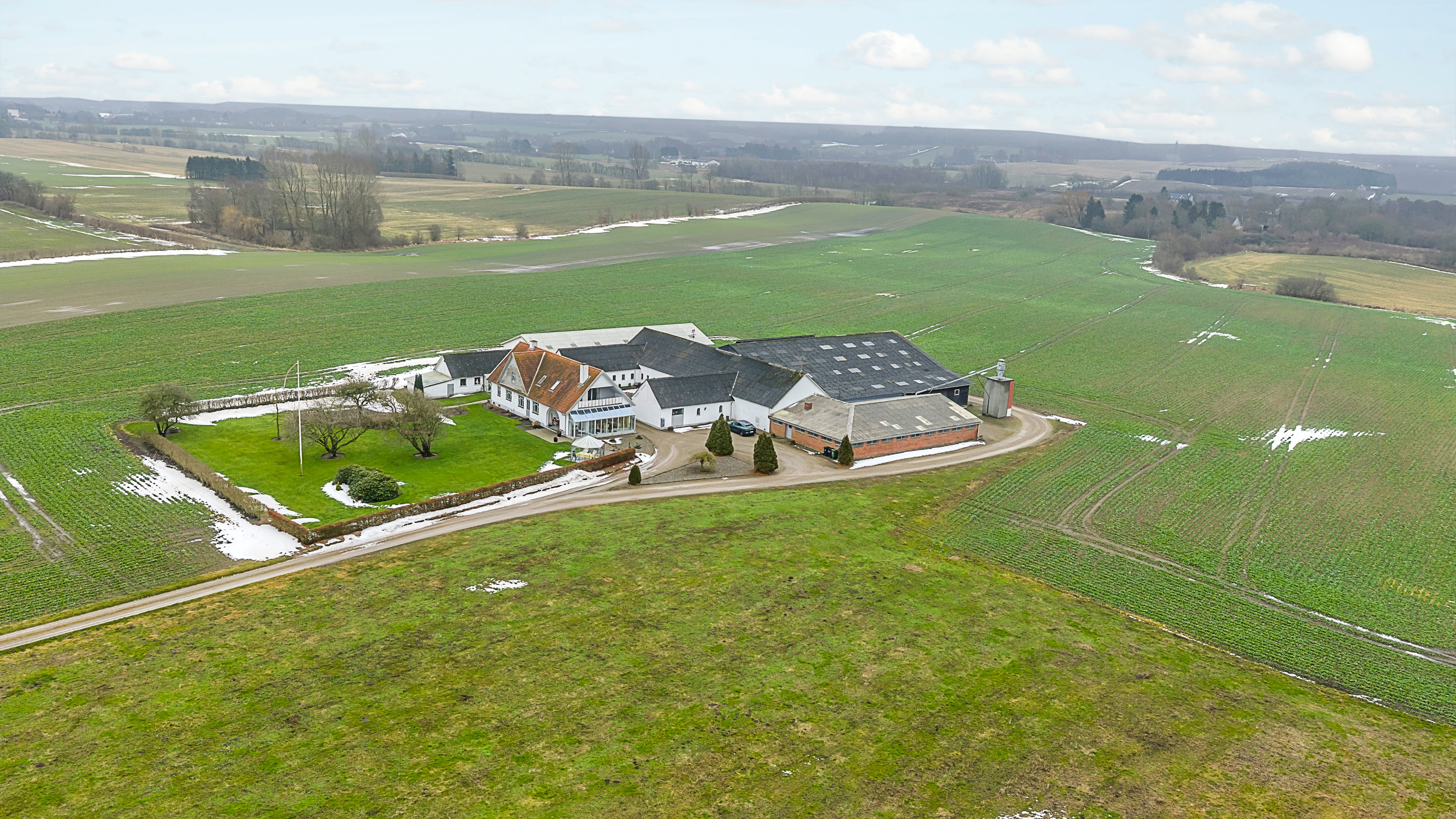 Landejendom: Luftfoto på Toftevej 10, V Hæsinge, 5672 Broby