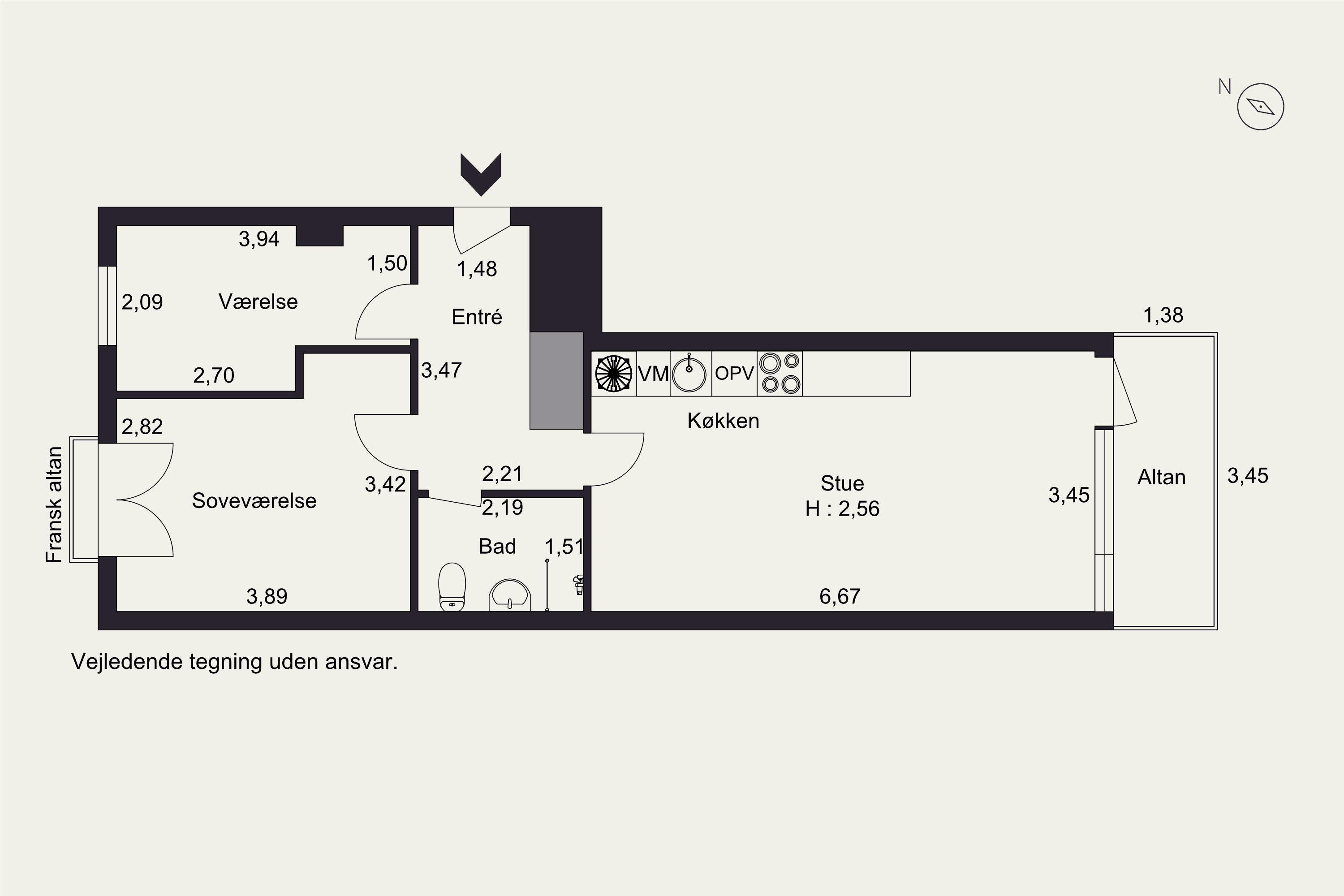 Plantegninger billede af Sofievej 11, st.. th., 2840 Holte