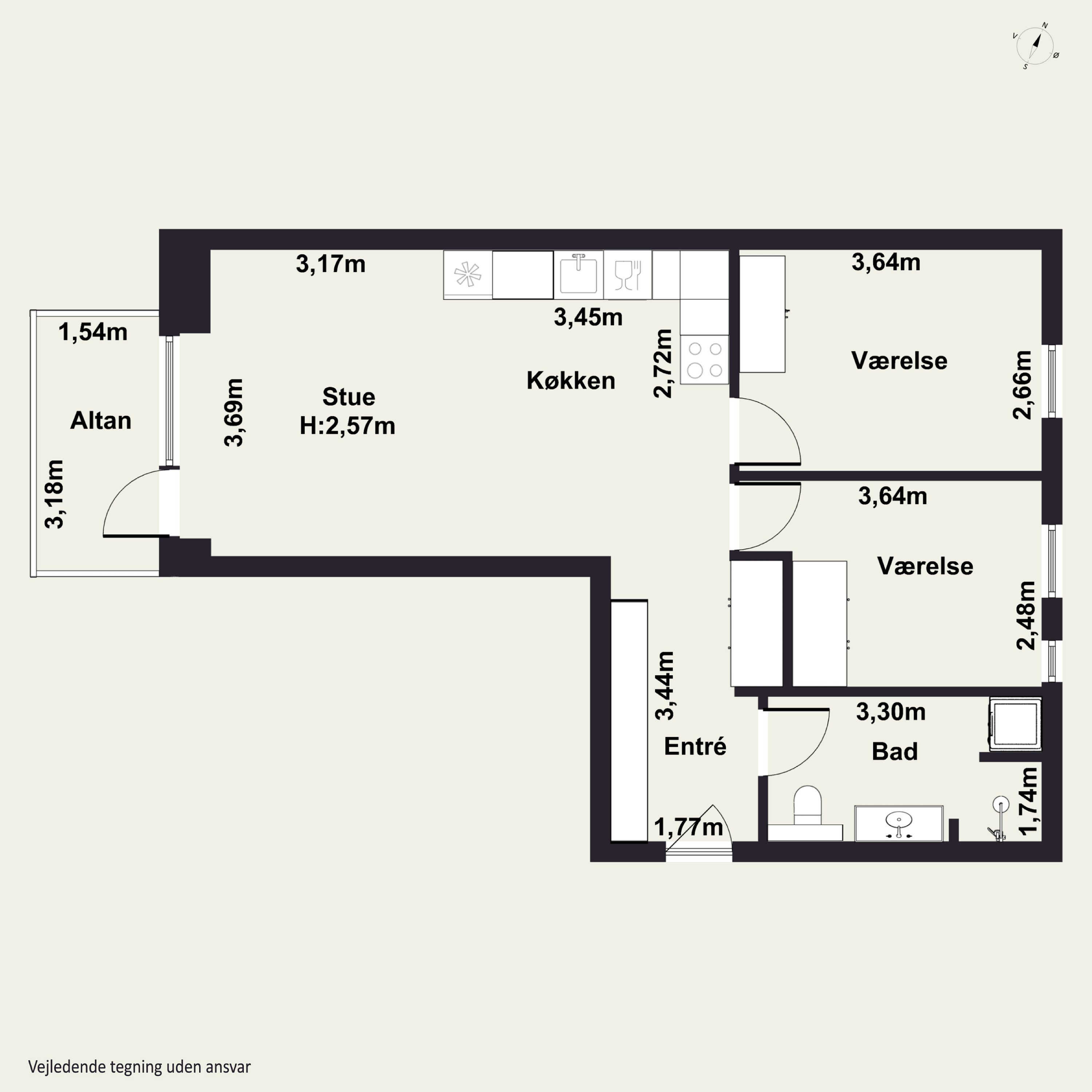 Plantegninger billede af Kirkebjerg Parkvej 10C, 1. th., 2605 Brøndby