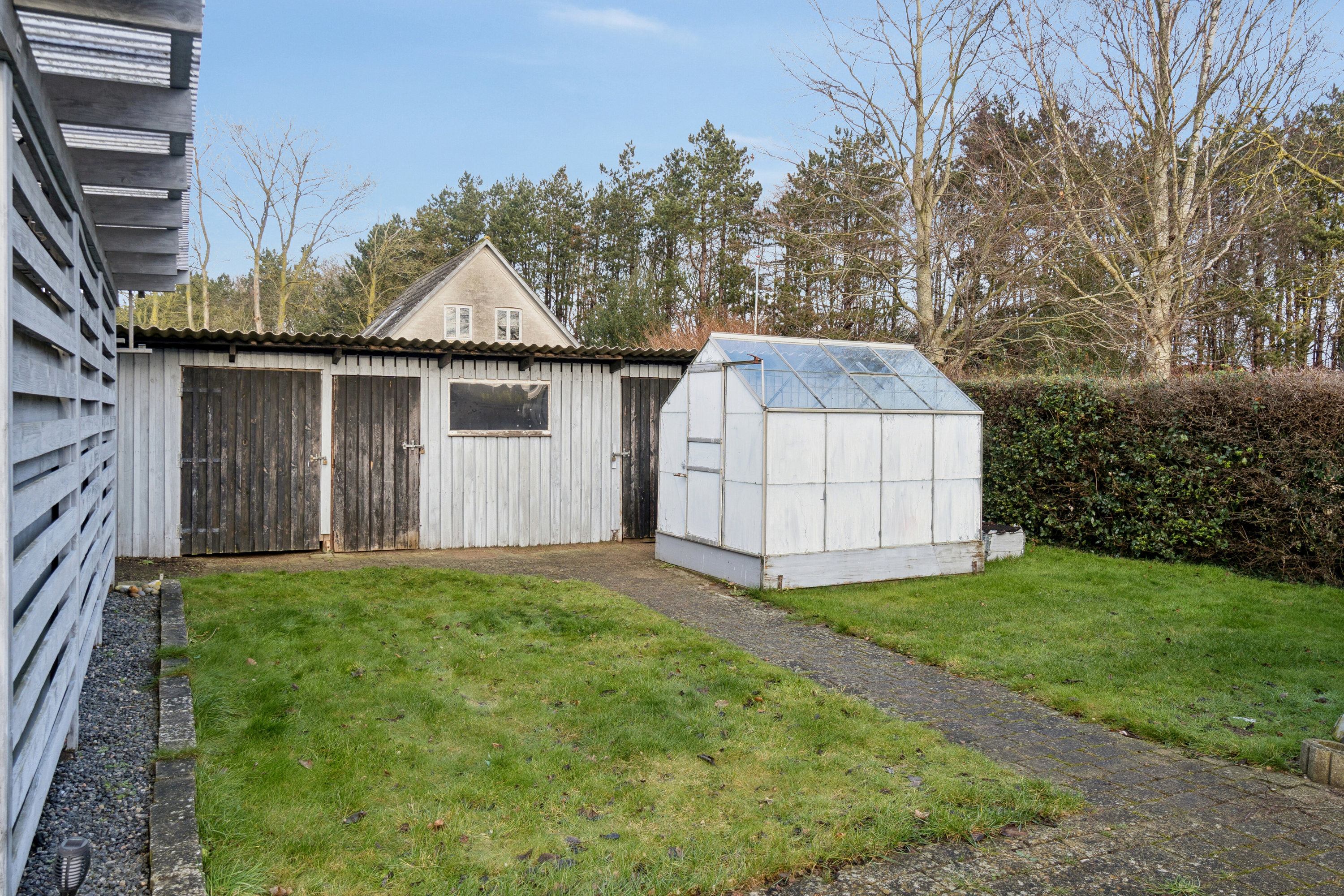 Fremhævet set fra haven billede i fuldskærmstilstand. Billede af Marbæksvej 4, Hyllested, 4261 Dalmose