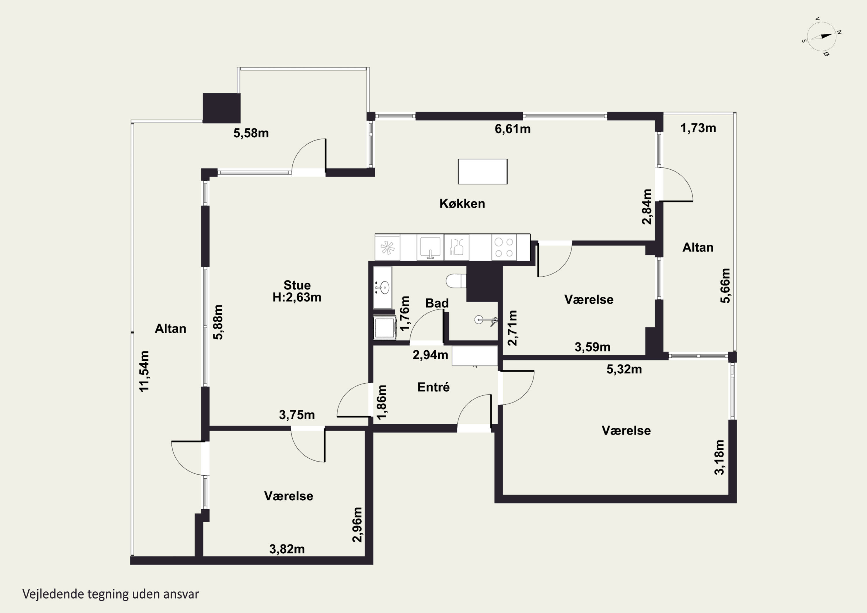 Plantegninger billede af A.C. Meyers Vænge 11A, 1. tv., 2450 København SV
