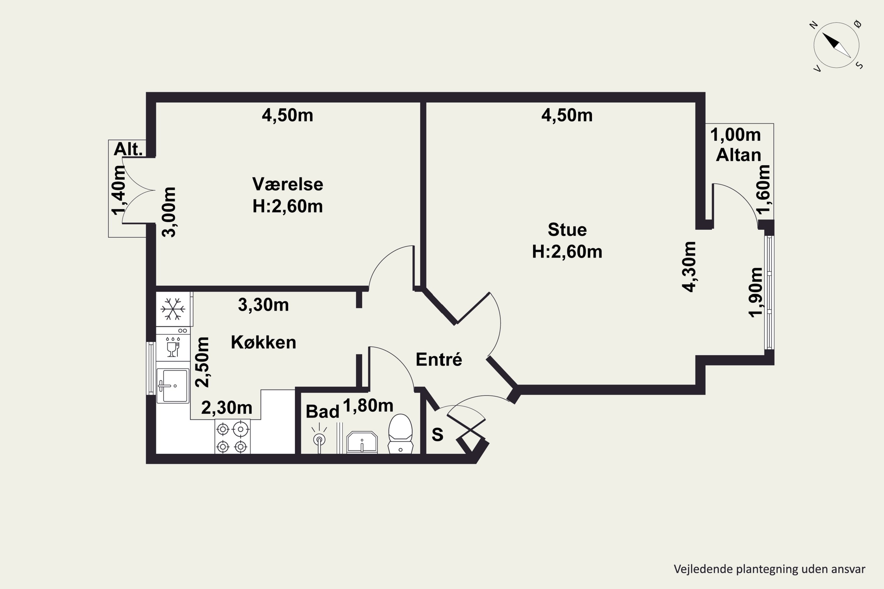 Plantegninger billede af Nordfeldvej 22, 2. th., 2700 Brønshøj