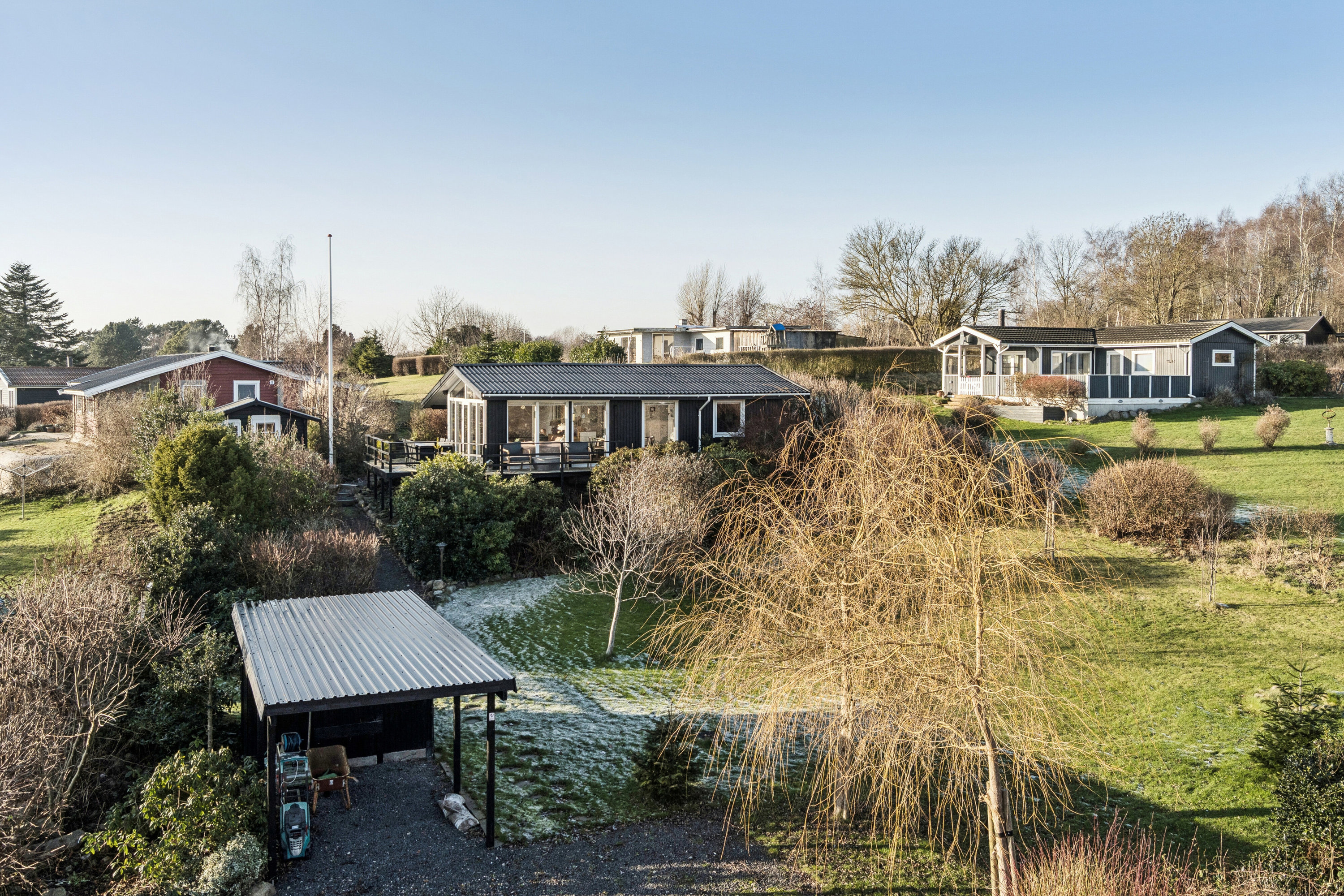 Fremhævet luftfoto billede i fuldskærmstilstand. Billede af Strandsvinget 27, Plejeruphuse, 4571 Grevinge