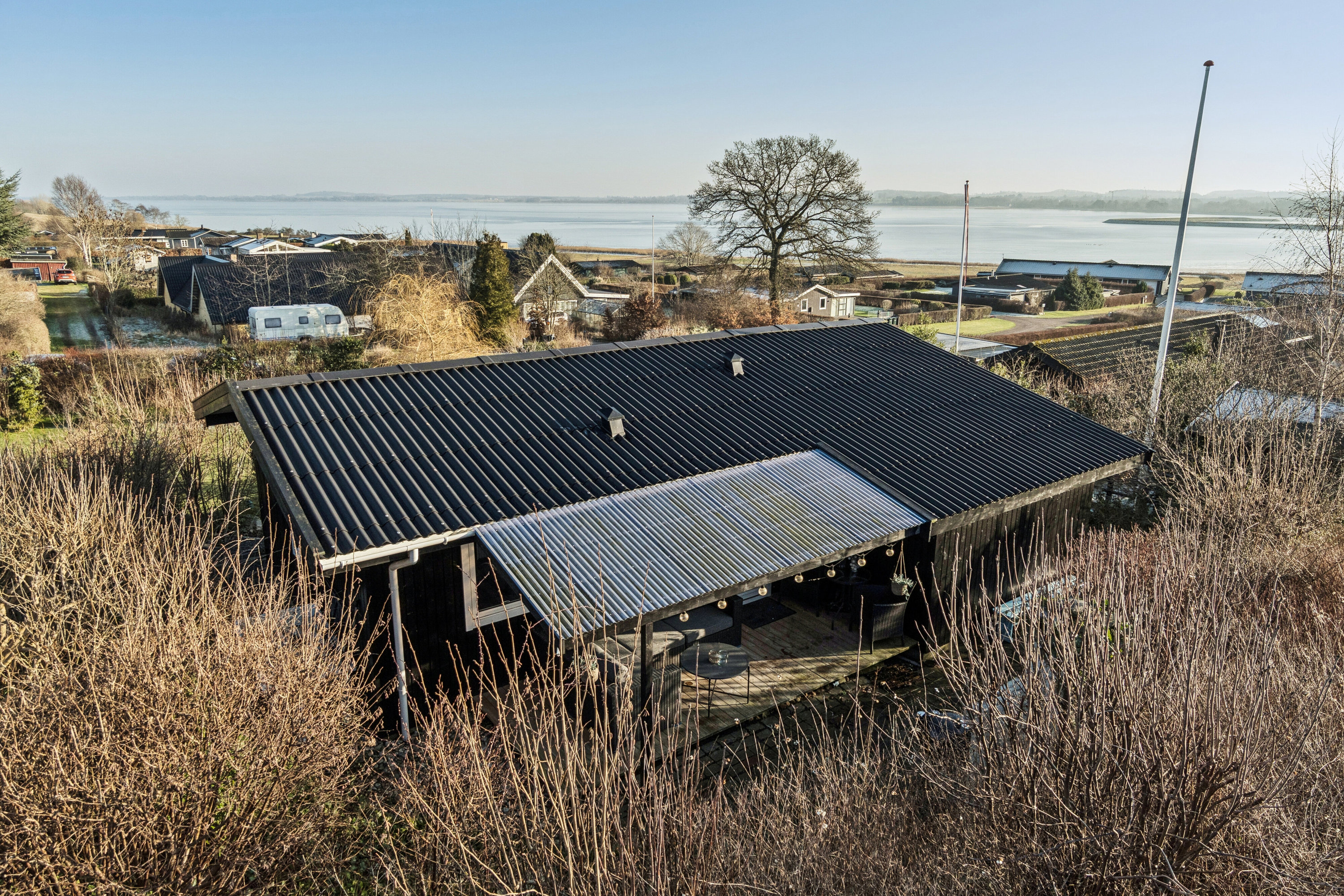 Fremhævet luftfoto billede i fuldskærmstilstand. Billede af Strandsvinget 27, Plejeruphuse, 4571 Grevinge