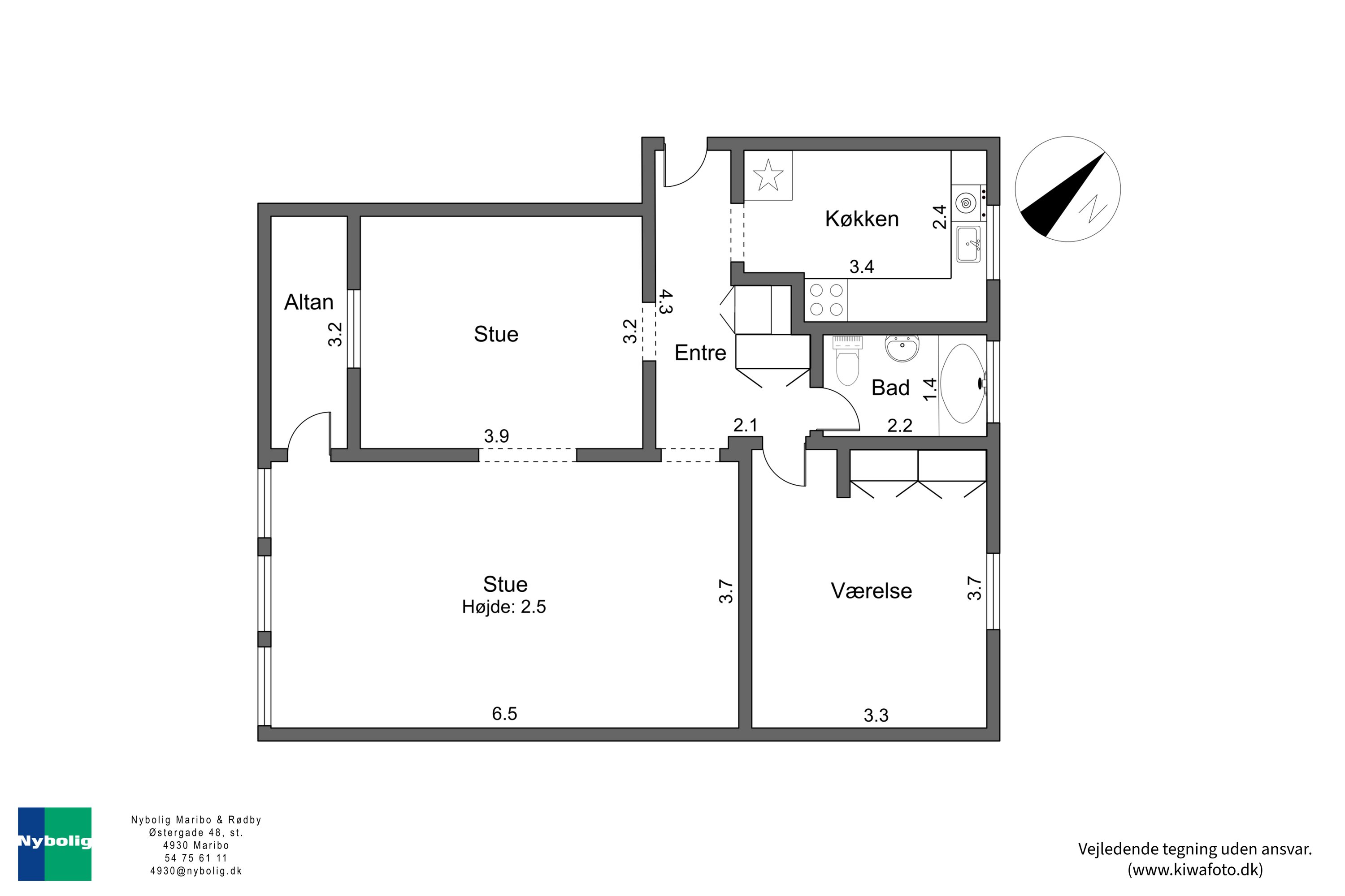 Plantegninger billede af Sønderparken 4, 1. tv., 4930 Maribo