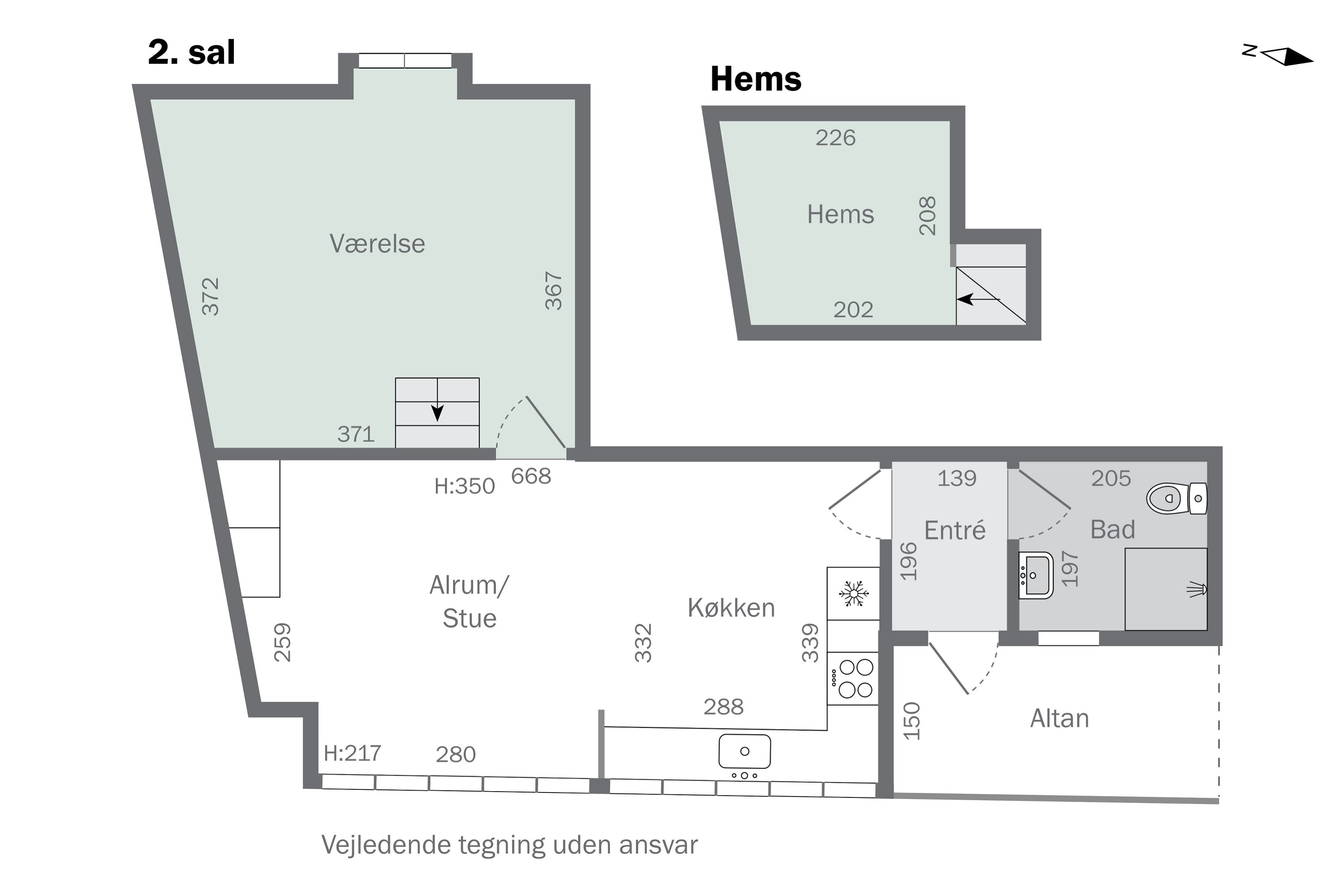 Plantegninger billede af Havnegade 17C, 2. tv., 3600 Frederikssund