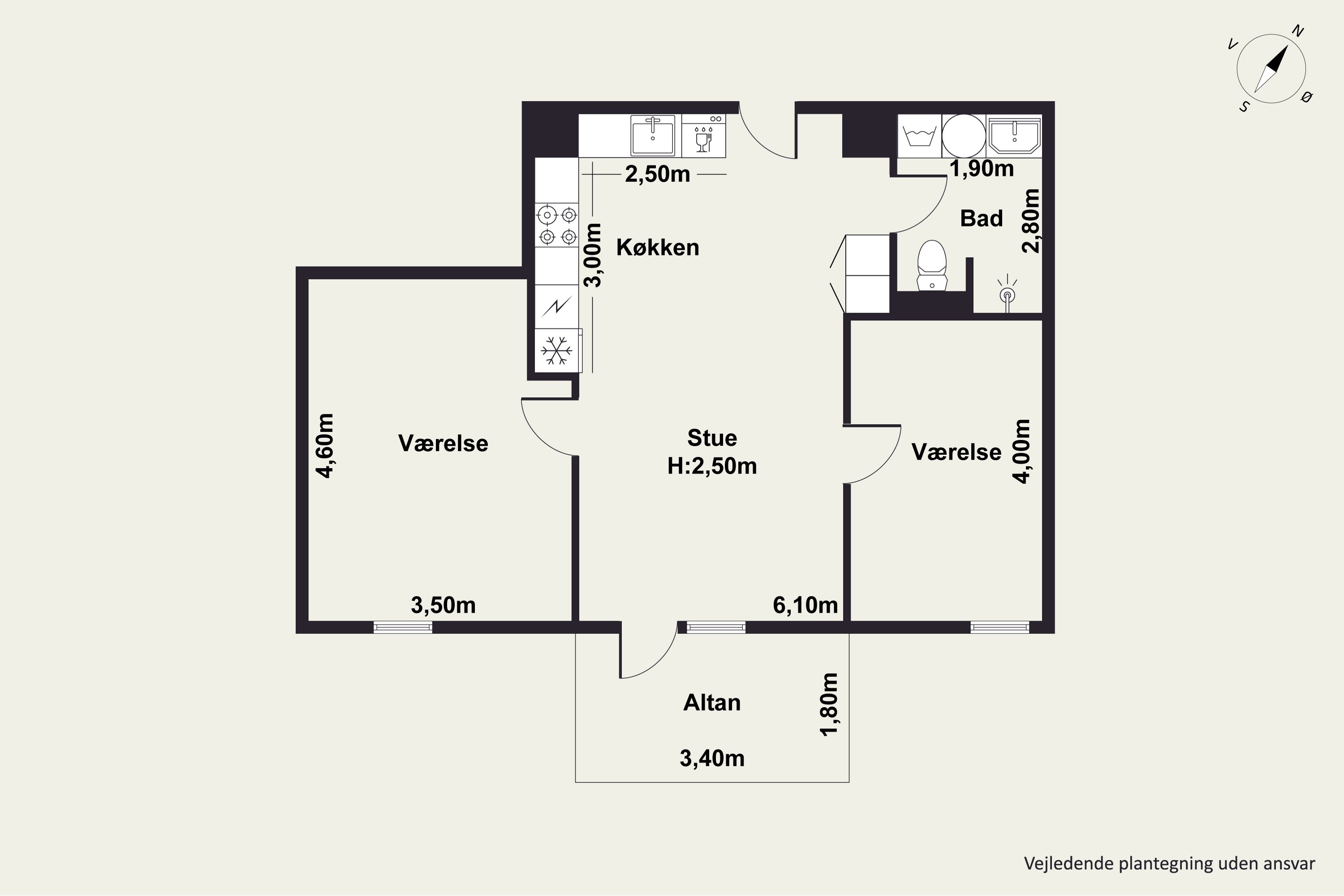Plantegninger billede af Venøgade 24, 1. mf., 2100 København Ø