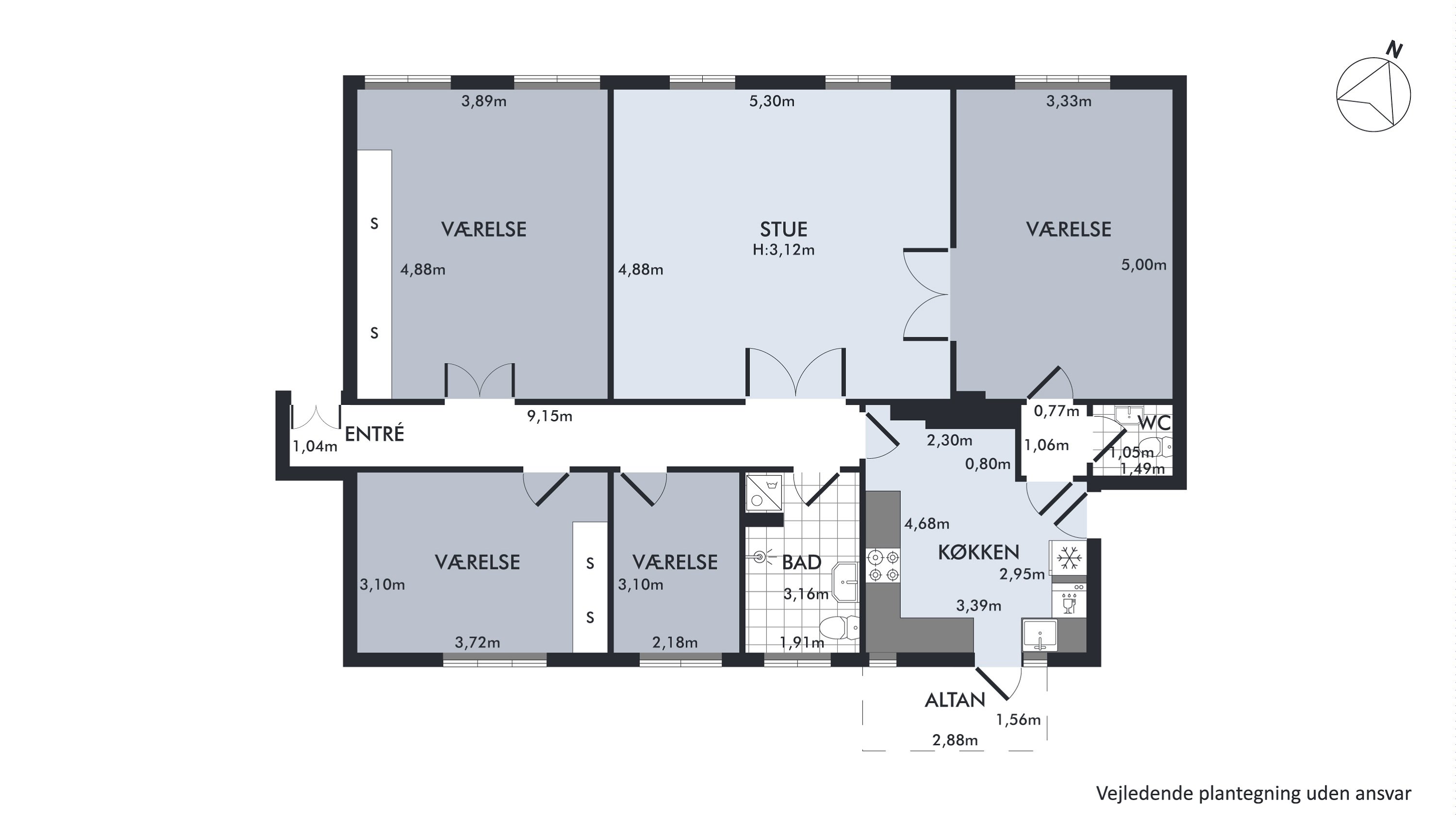 Plantegninger billede af Gammel Kongevej 78, 2. tv., 1850 Frederiksberg C