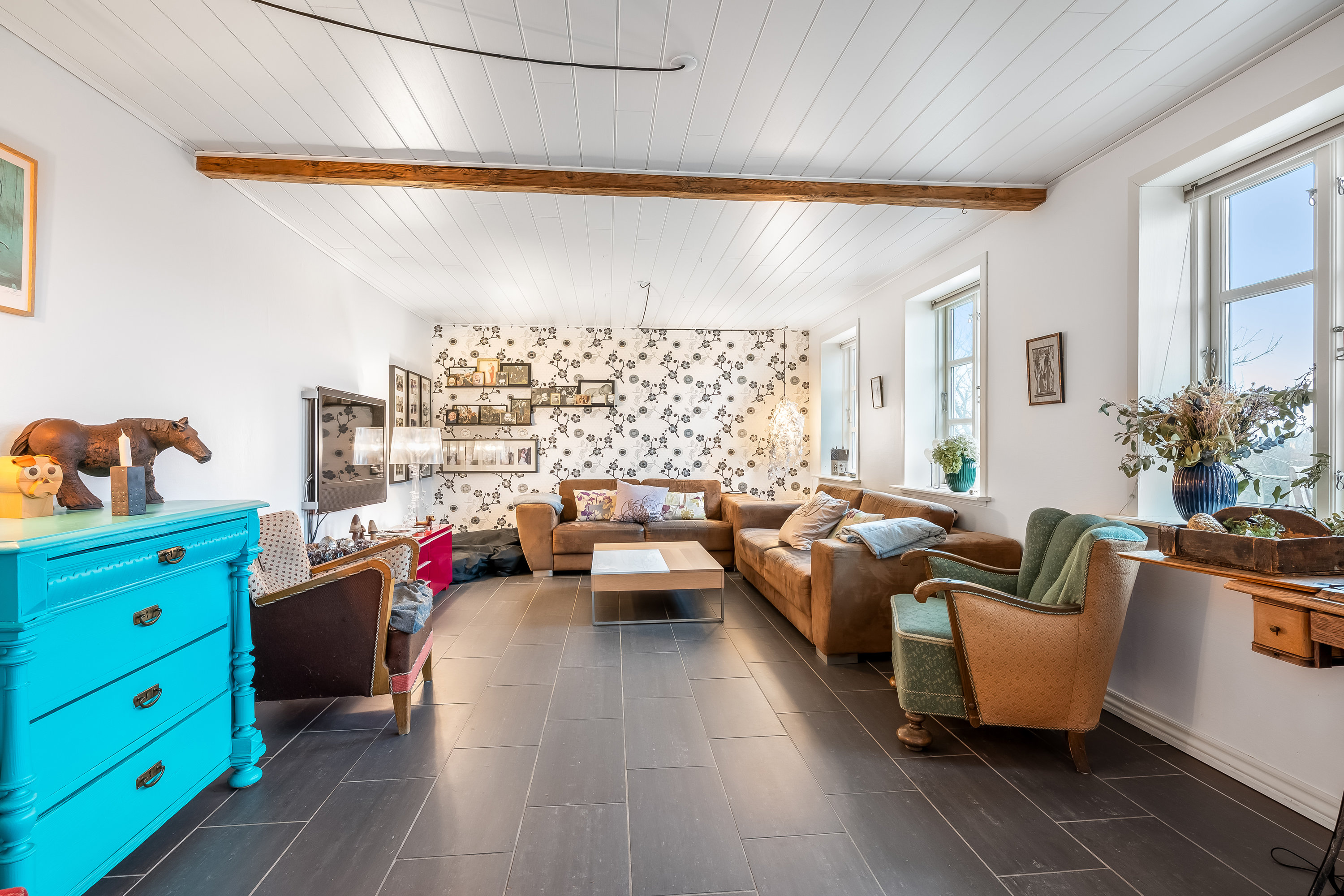 Fremhævet stue billede i fuldskærmstilstand. Billede af Trabjerggårdvej 40, Gudum, 7620 Lemvig