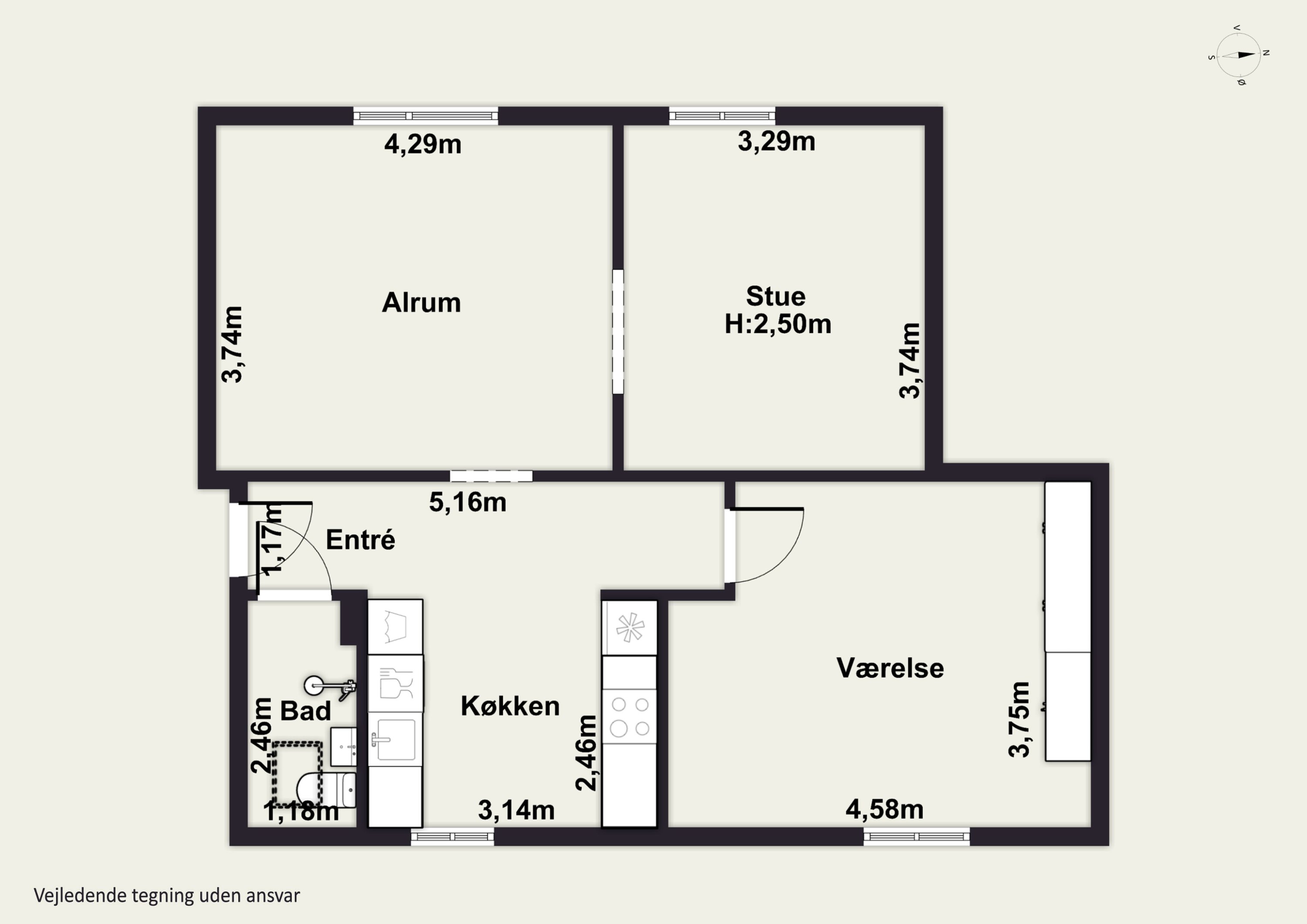 Plantegninger billede af Bonkesvej 12, 2. th., 2650 Hvidovre