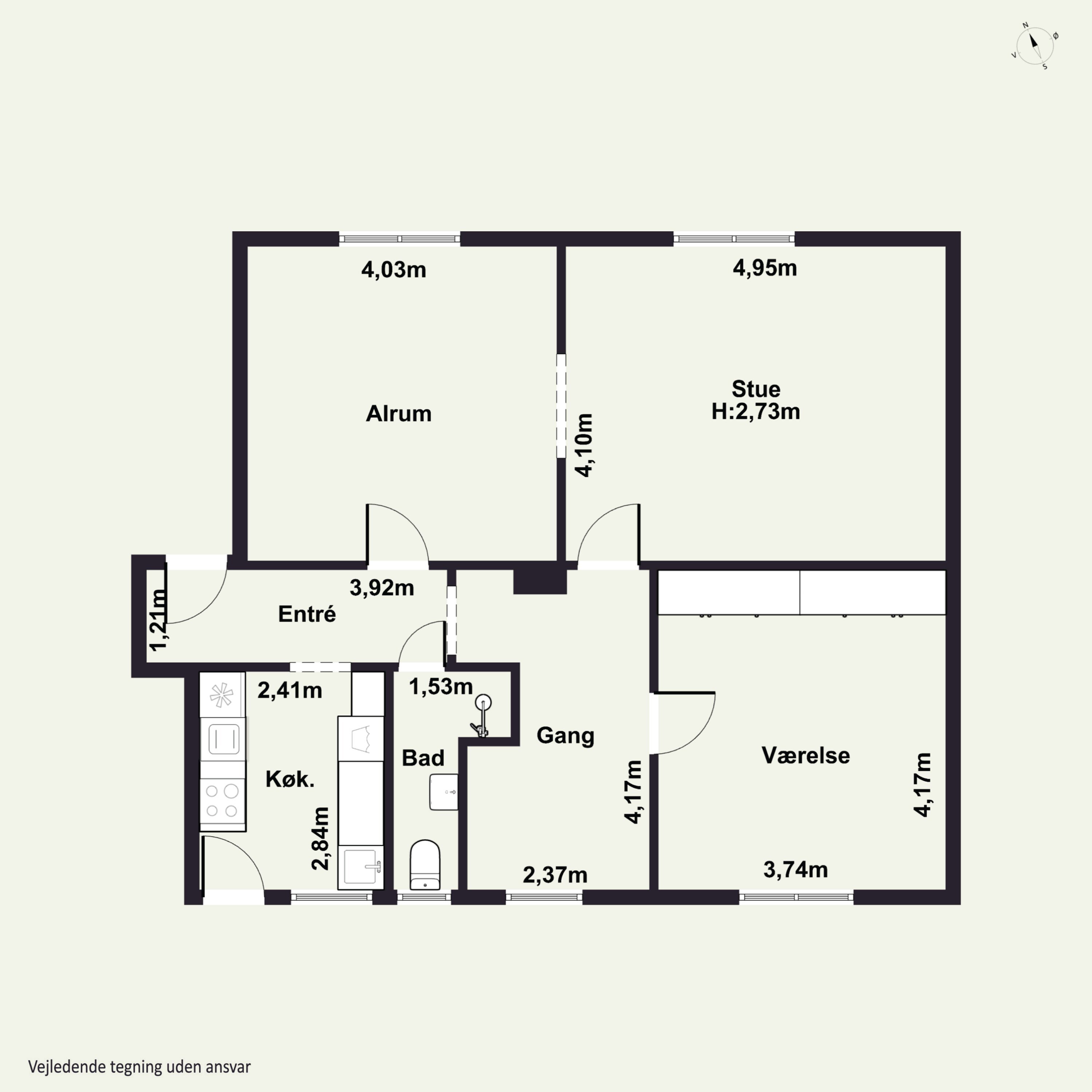 Plantegninger billede af Løvegade 51A, 1. tv., 4200 Slagelse
