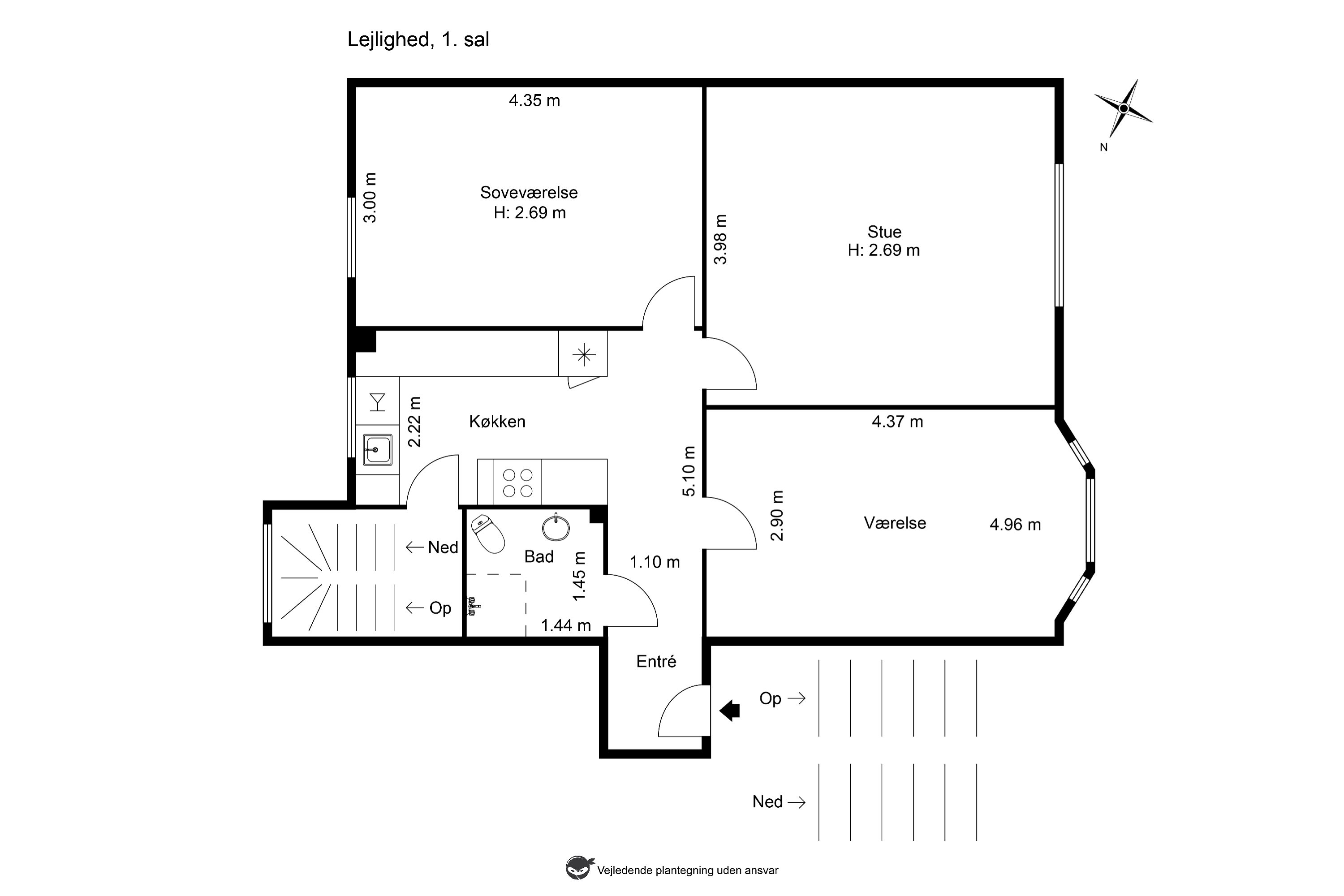 Plantegninger billede af Amagerbrogade 249, 1. th., 2300 København S