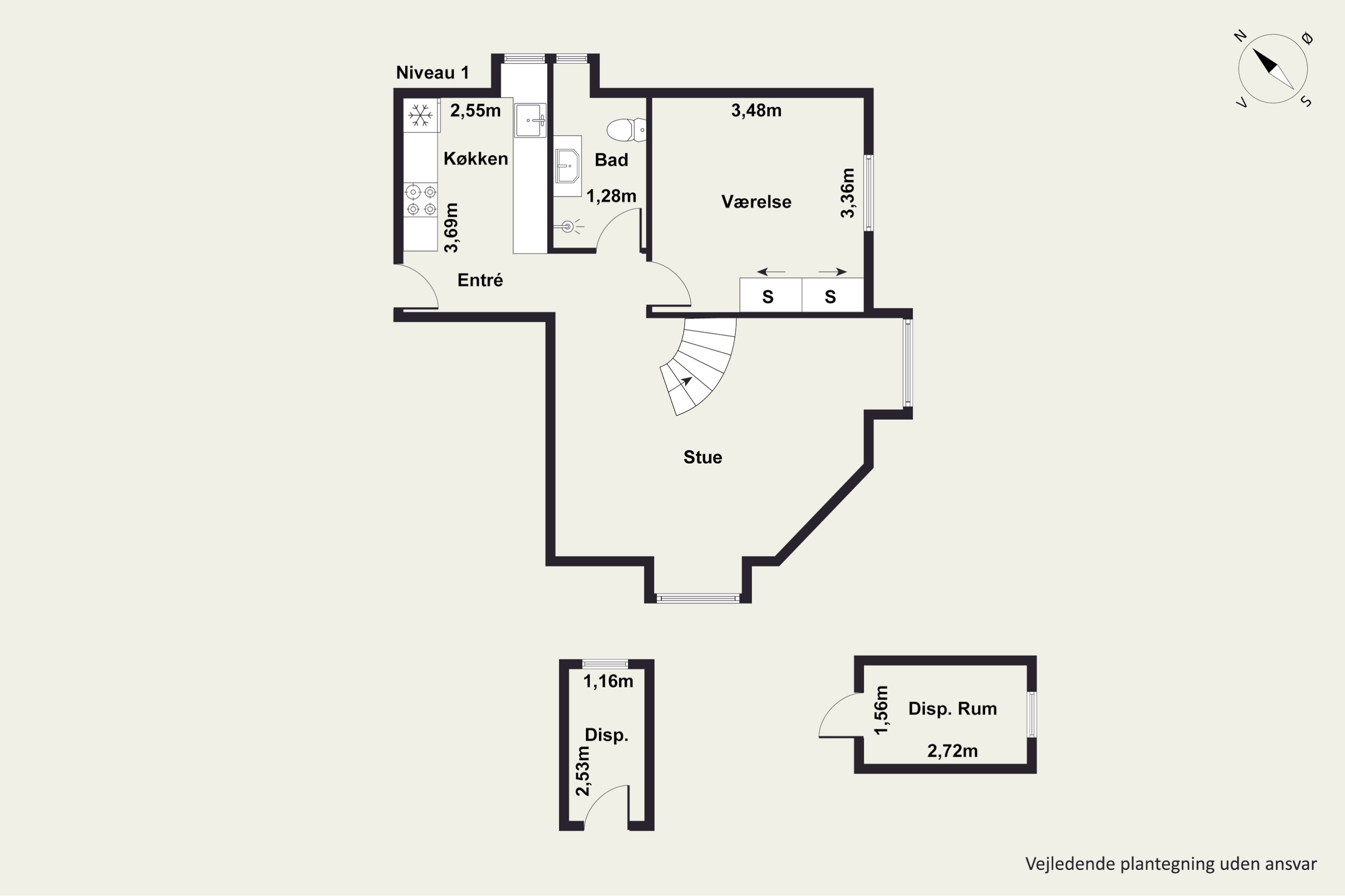 Plantegninger billede af Dronningensgade 19, 2. tv., 9400 Nørresundby