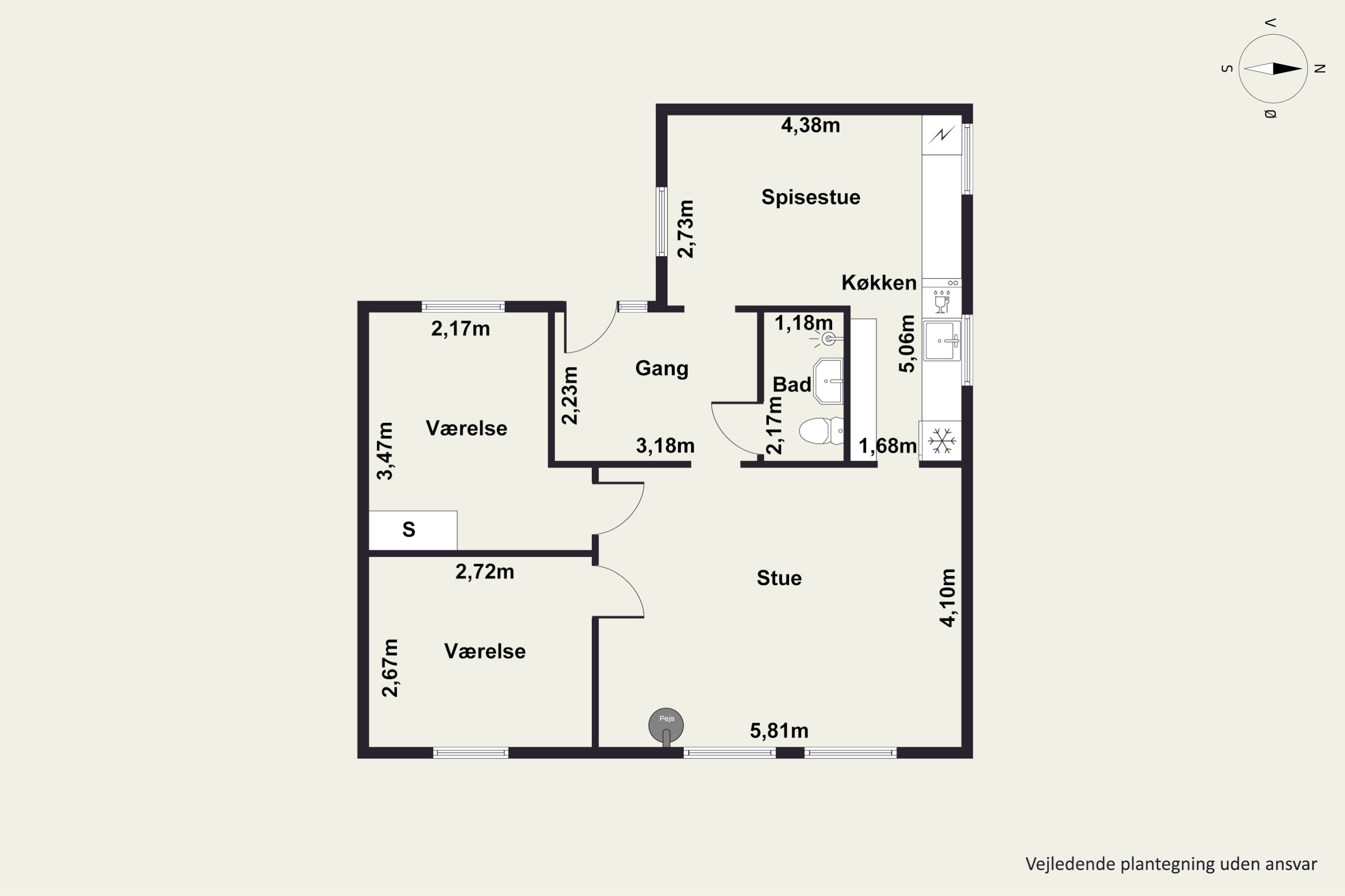 Plantegninger billede af Kærgade 229, st.. tv., 8940 Randers SV