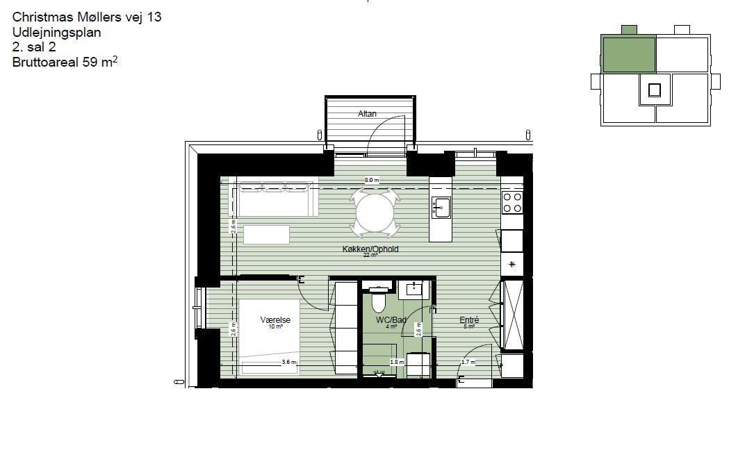 Fremhævet  billede i fuldskærmstilstand. Billede af Christmas Møllers Vej 13, 2. 3., Bolbro, 5200 Odense V