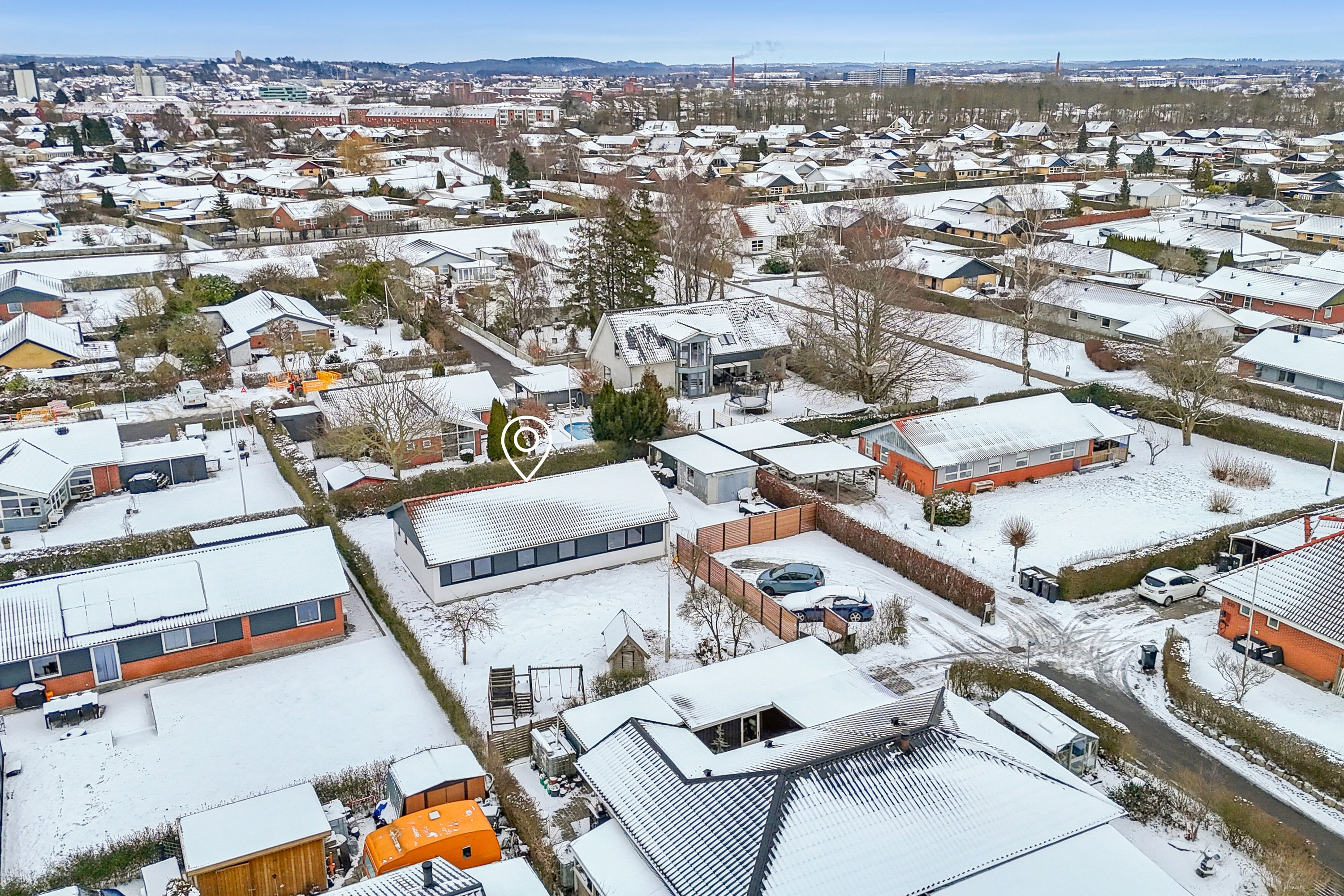 Fremhævet luftfoto billede i fuldskærmstilstand. Billede af Fodbygårdsvej 102, 4700 Næstved