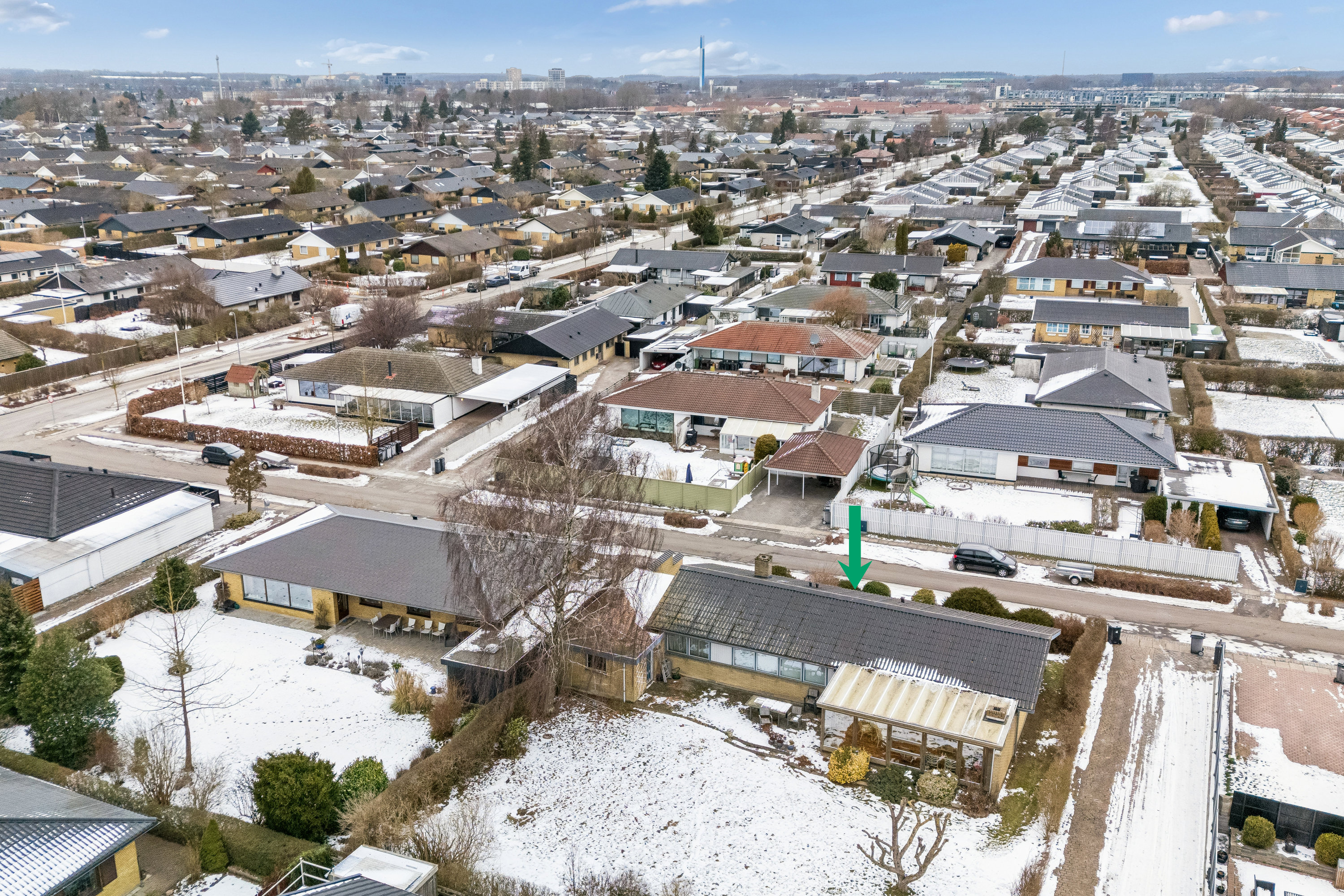 Fremhævet luftfoto billede i fuldskærmstilstand. Billede af Syvhøjvænge 10, 2625 Vallensbæk