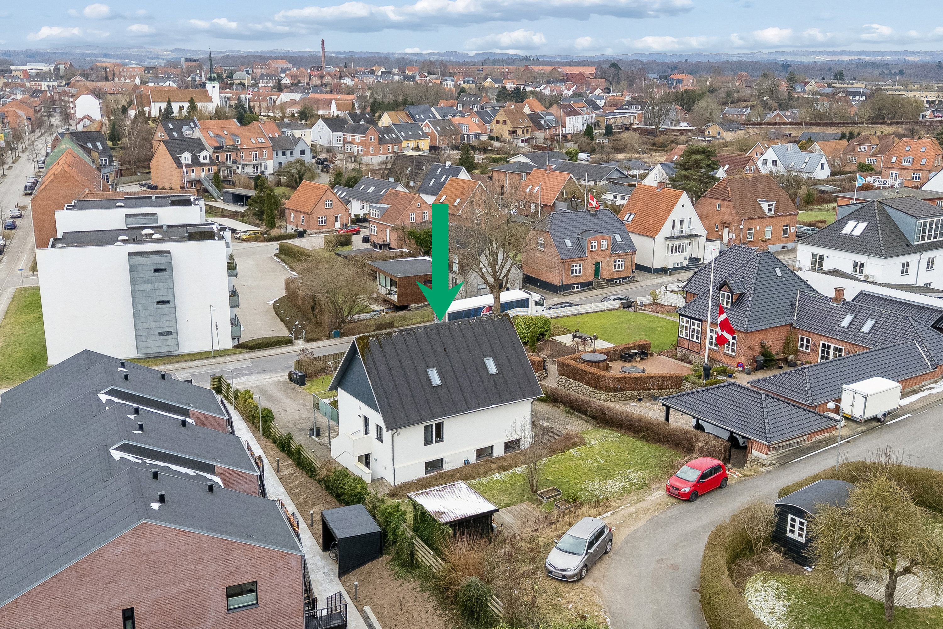 Fremhævet luftfoto billede i fuldskærmstilstand. Billede af Krøyer Kielbergs Vej 15, 8660 Skanderborg