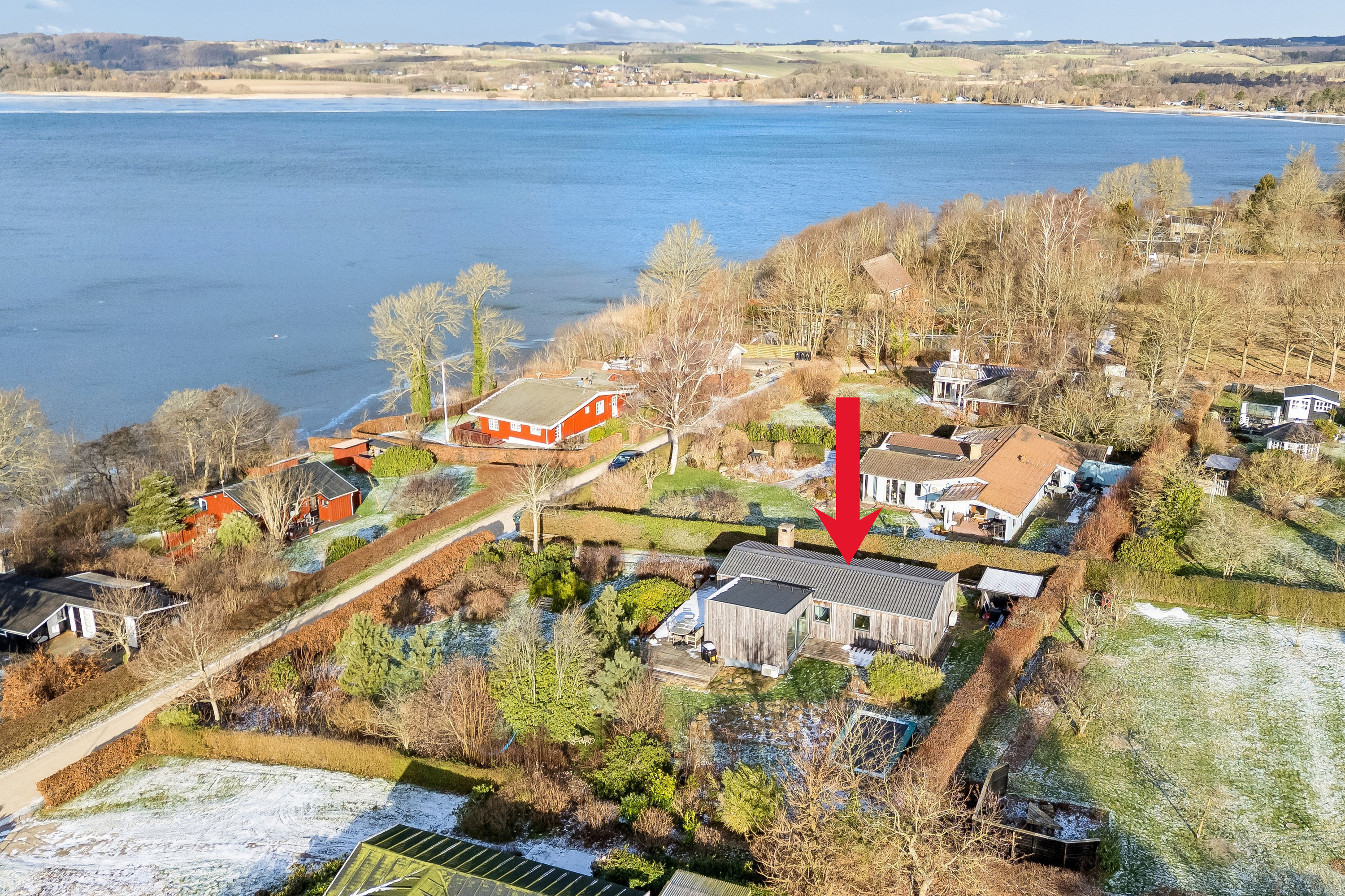 Fremhævet luftfoto billede i fuldskærmstilstand. Billede af Mossøbrå 11, Vrold, 8660 Skanderborg