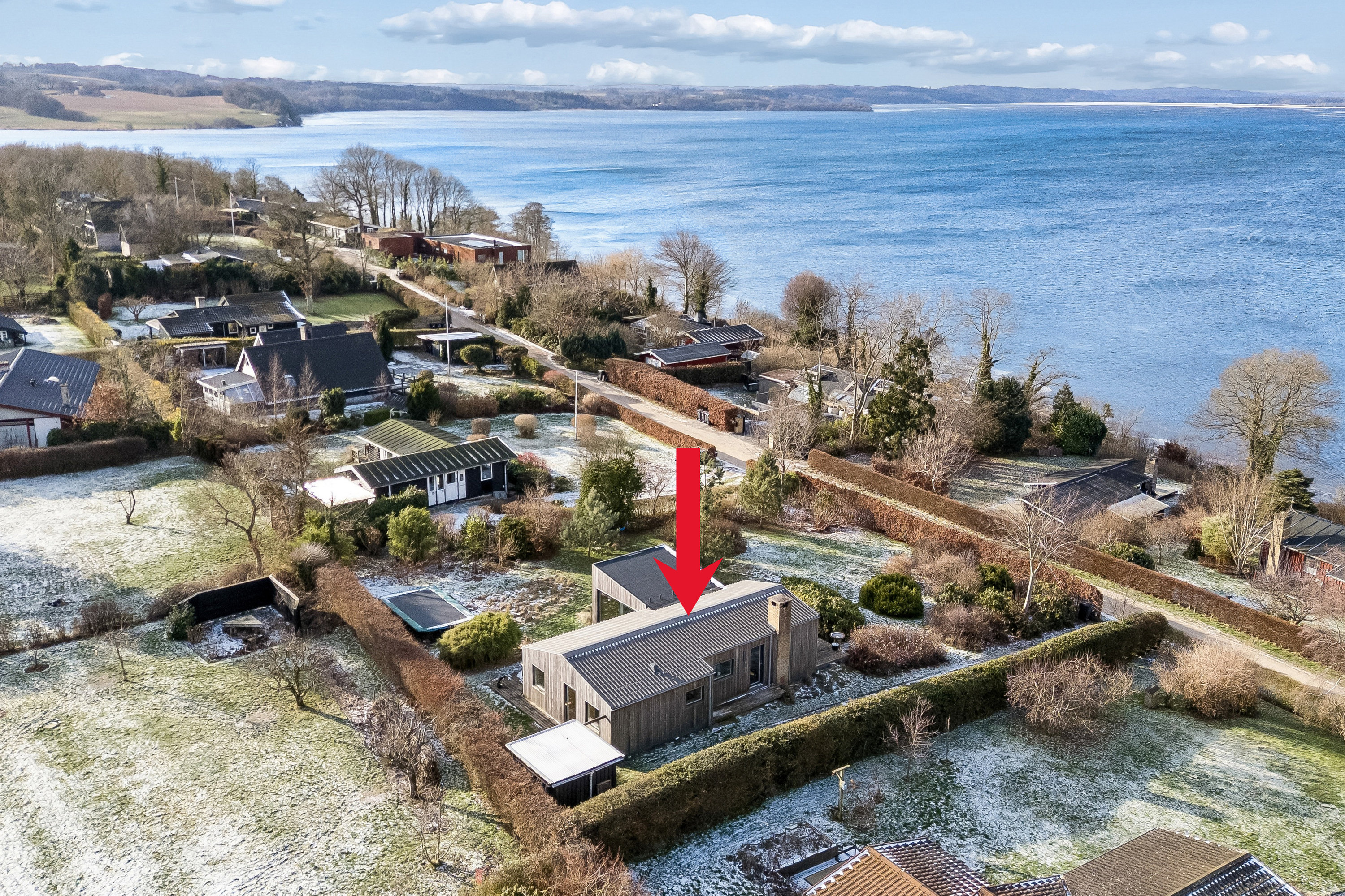 Fremhævet luftfoto billede i fuldskærmstilstand. Billede af Mossøbrå 11, Vrold, 8660 Skanderborg