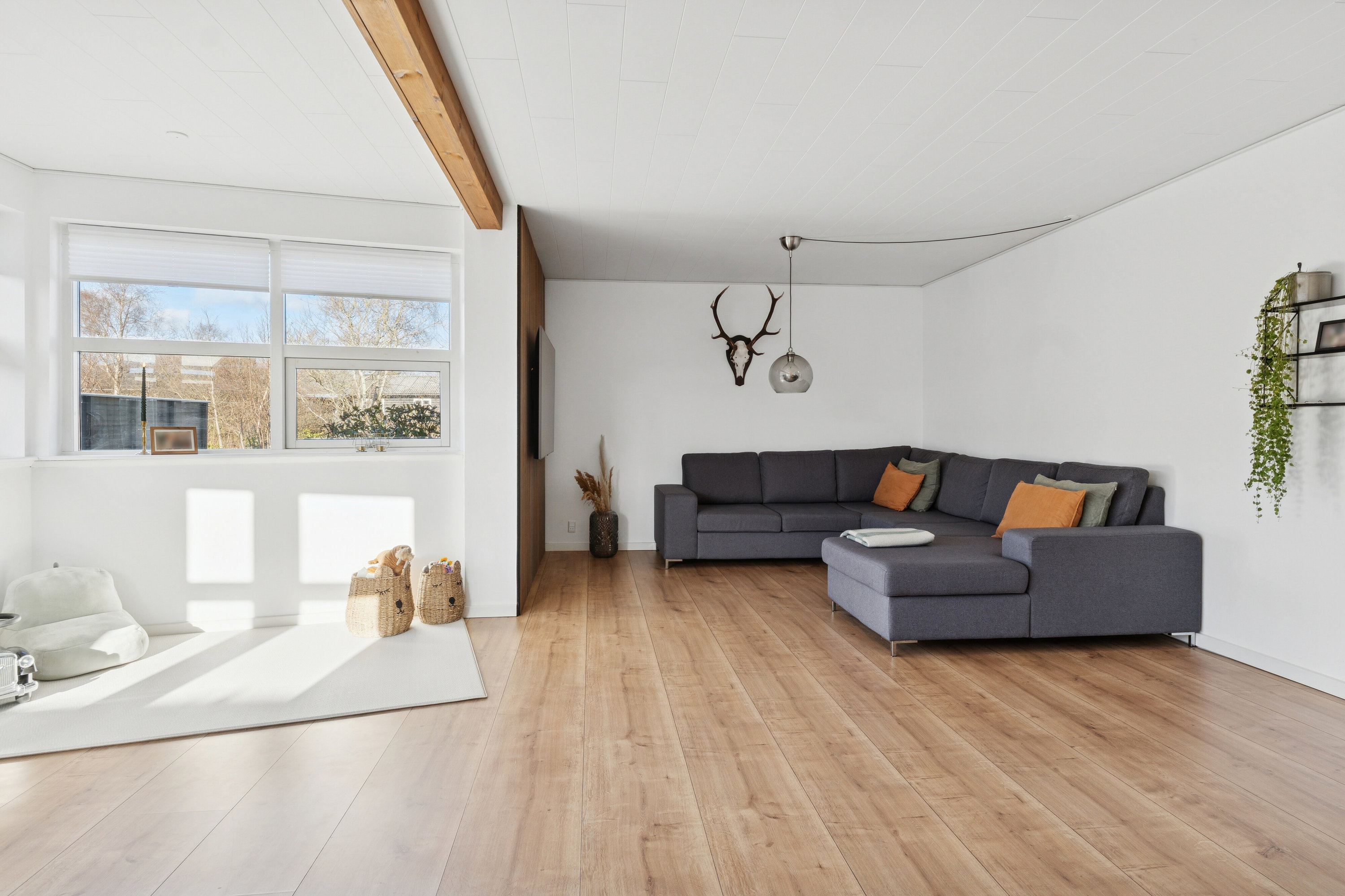 Fremhævet stue billede i fuldskærmstilstand. Billede af Irisvej 27, 9870 Sindal