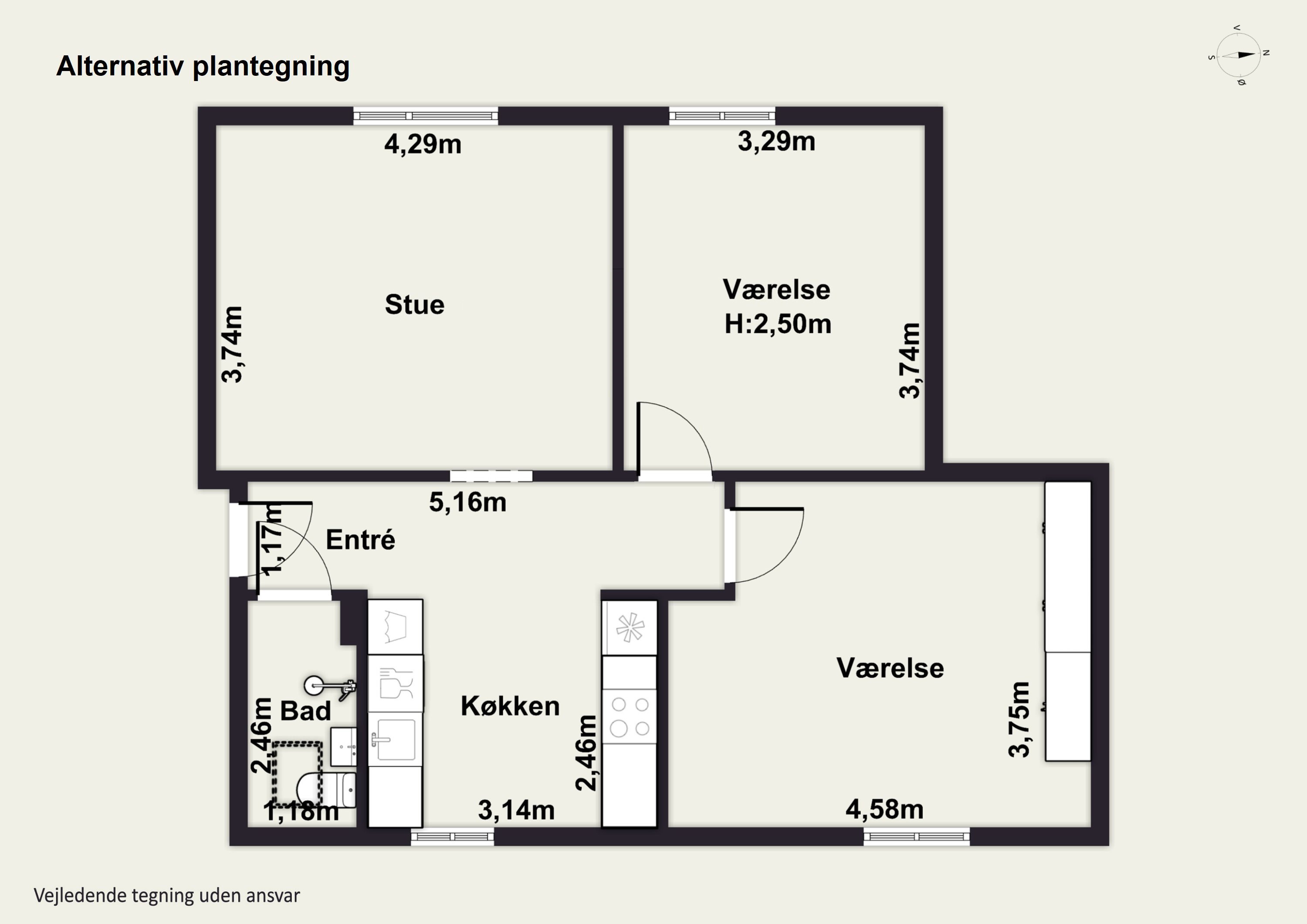 Plantegninger billede af Bonkesvej 12, 2. th., 2650 Hvidovre