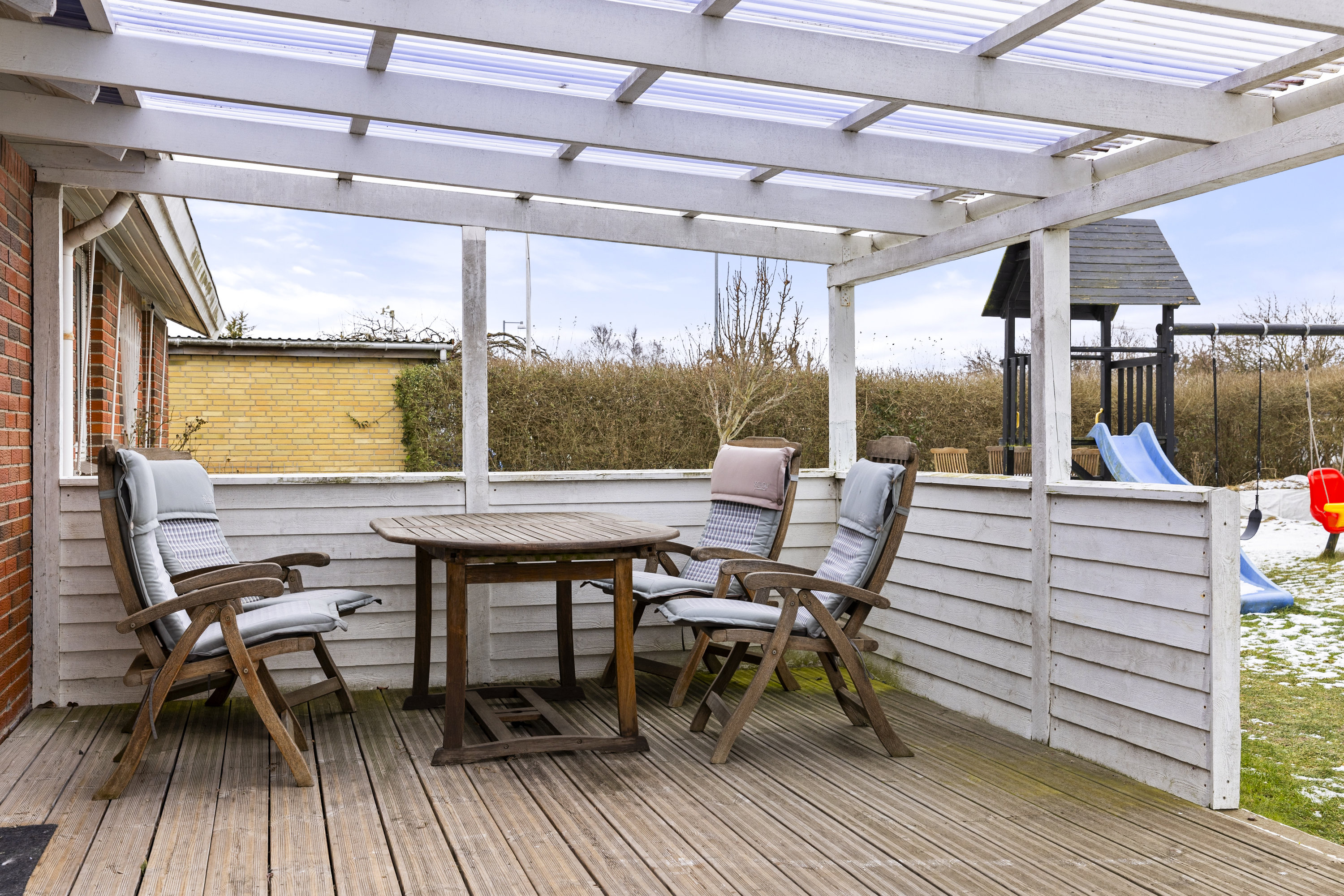 Fremhævet overdækket terrasse billede i fuldskærmstilstand. Billede af Agervænget 15, 4293 Dianalund