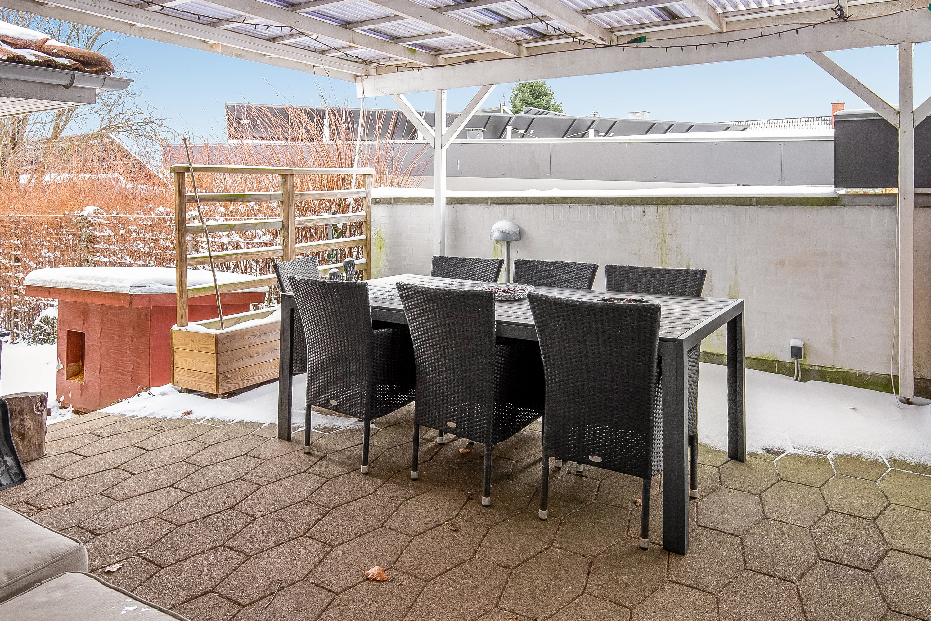 Fremhævet overdækket terrasse billede i fuldskærmstilstand. Billede af Bøgelund 5, Ødsted, 7100 Vejle