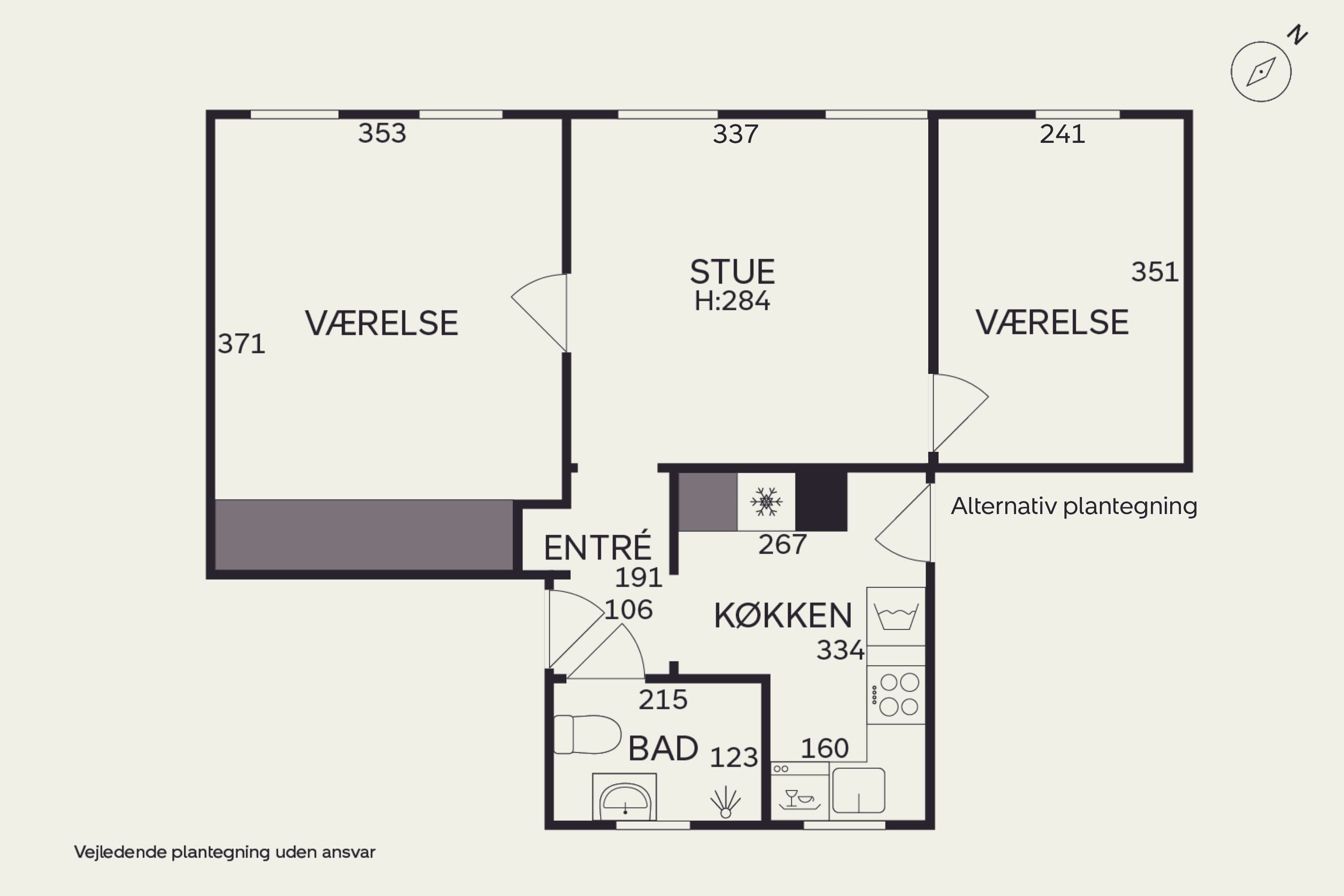Plantegninger billede af Overgaden Oven Vandet 2A, 2. th., 1415 København K