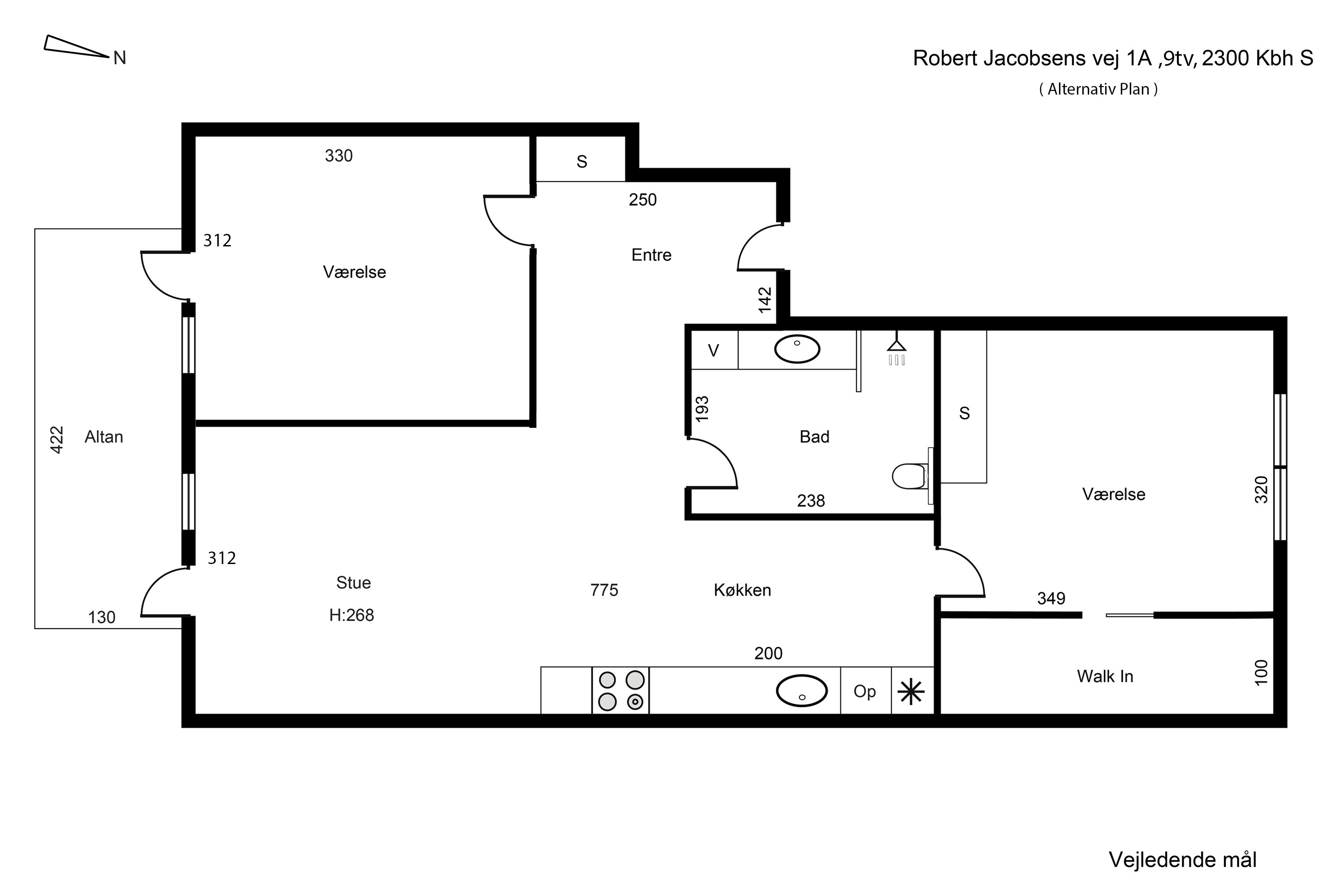 Plantegninger billede af Robert Jacobsens Vej 1A, 9. tv., 2300 København S