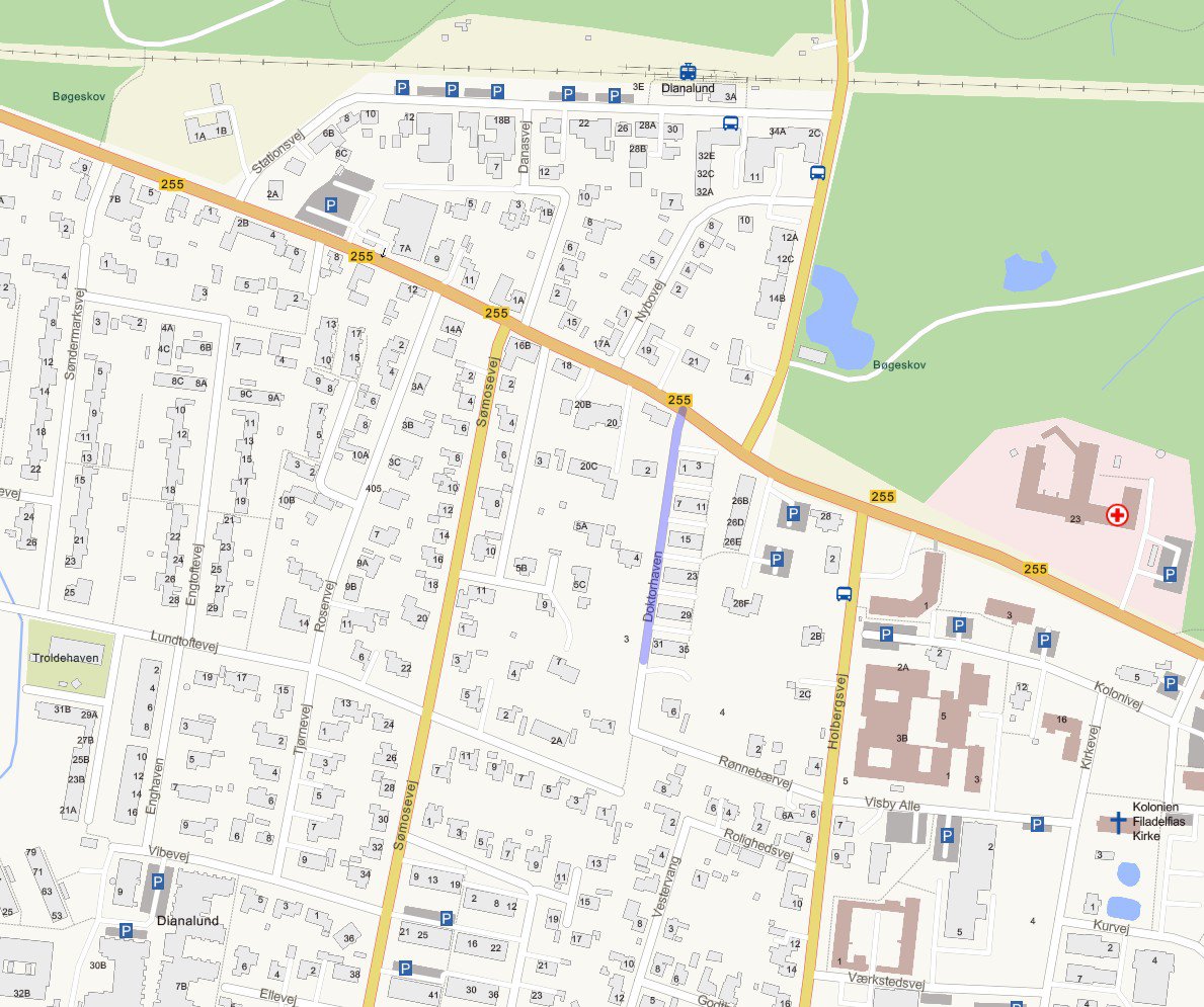 Fremhævet luftfoto billede i fuldskærmstilstand. Billede af Doktorhaven 4, 4293 Dianalund