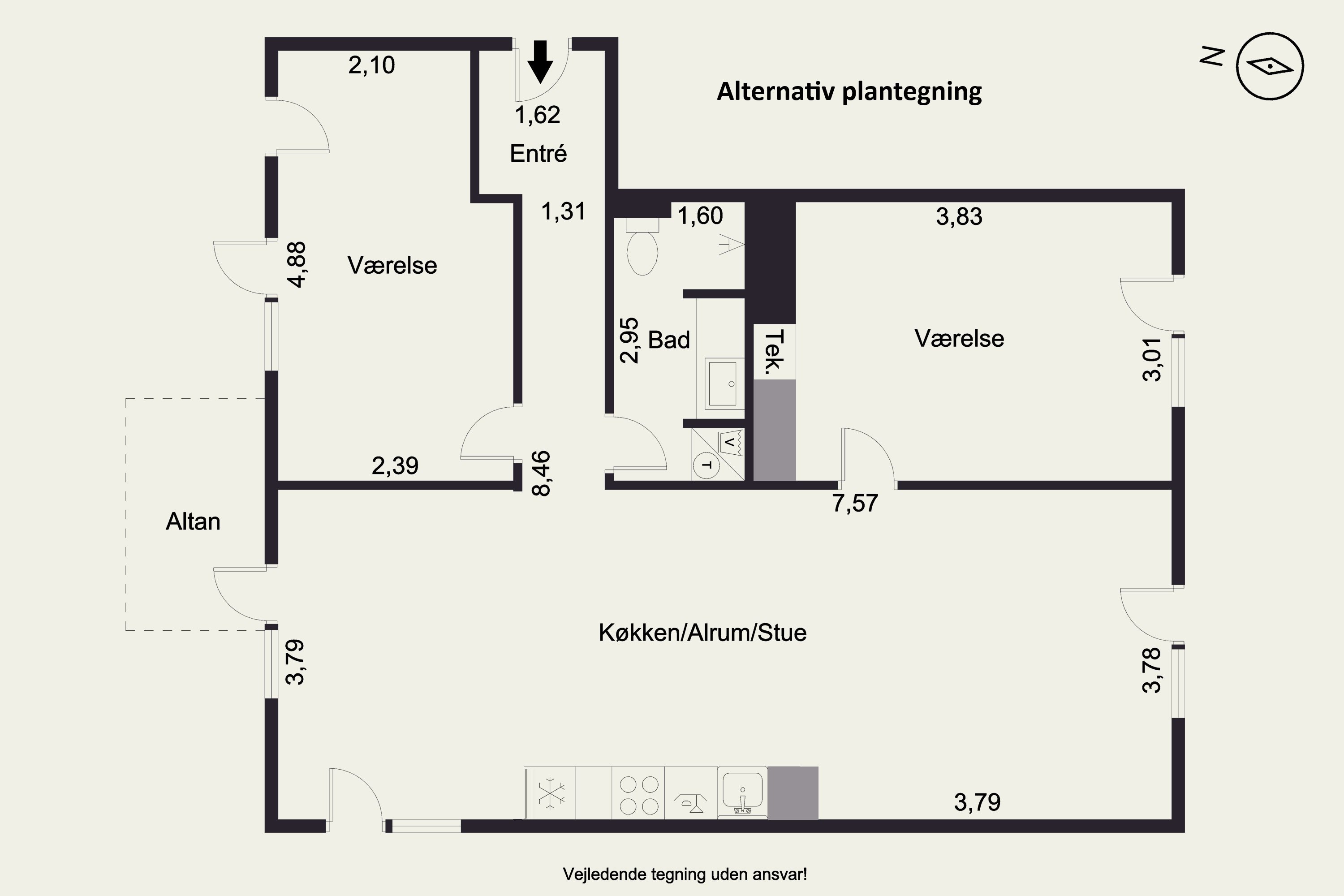 Plantegninger billede af Kjeld Tolstrups Gade 16, 2. th., 8000 Aarhus C
