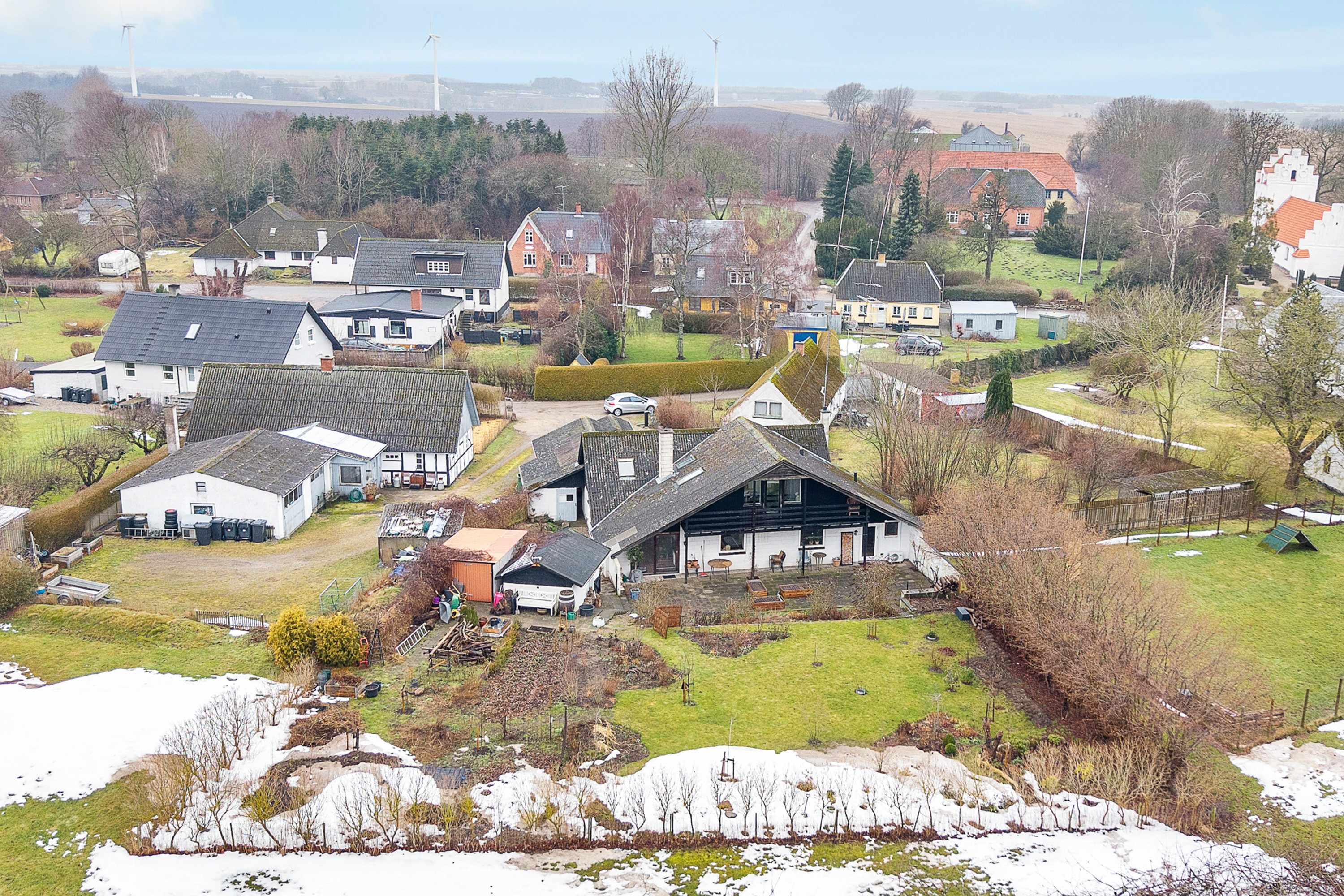 Fremhævet luftfoto billede i fuldskærmstilstand. Billede af Kirkevej 33, Nr Højrup, 5450 Otterup