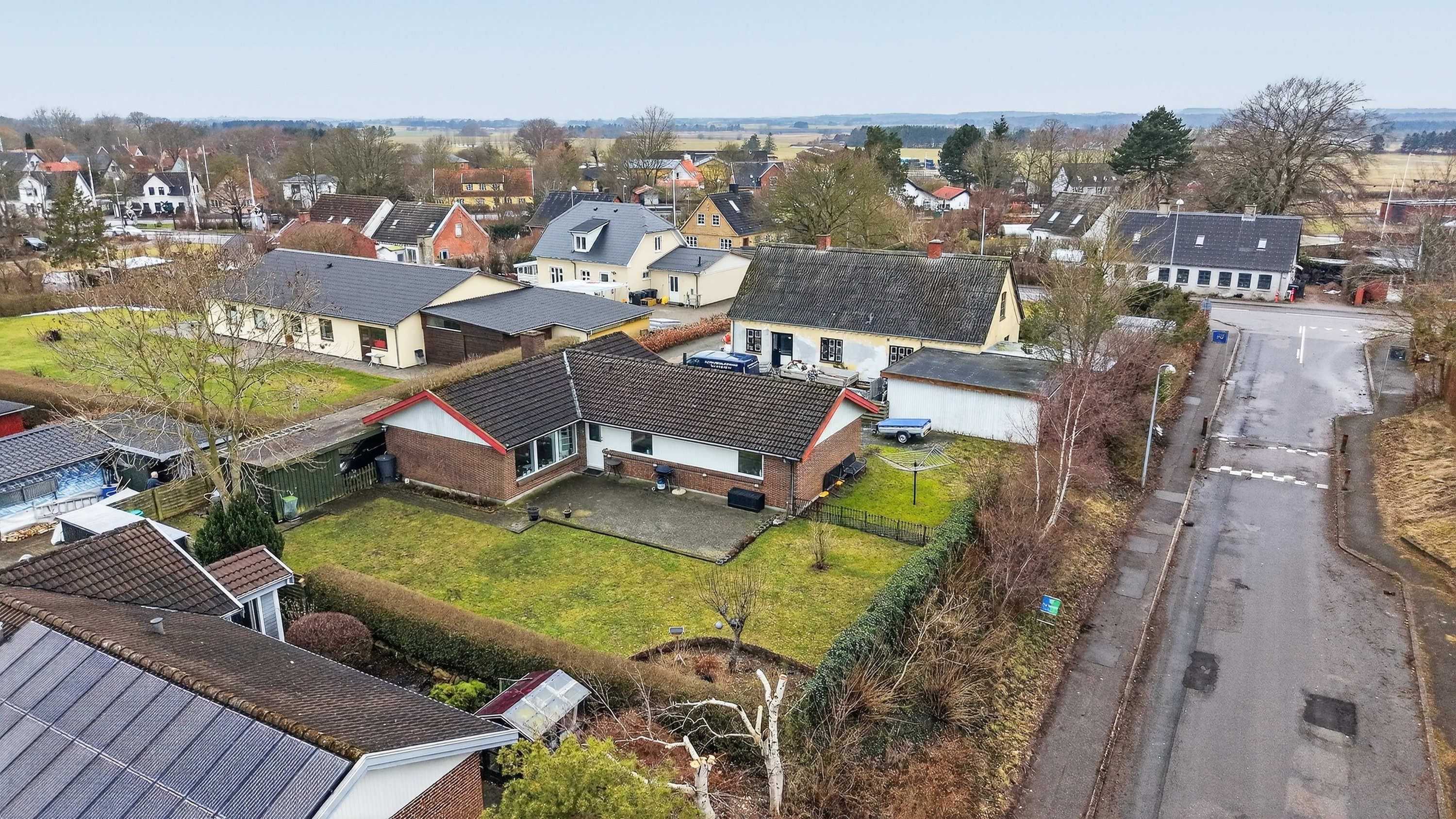 Fremhævet luftfoto billede i fuldskærmstilstand. Billede af Borgergade 15B, 4360 Kirke Eskilstrup